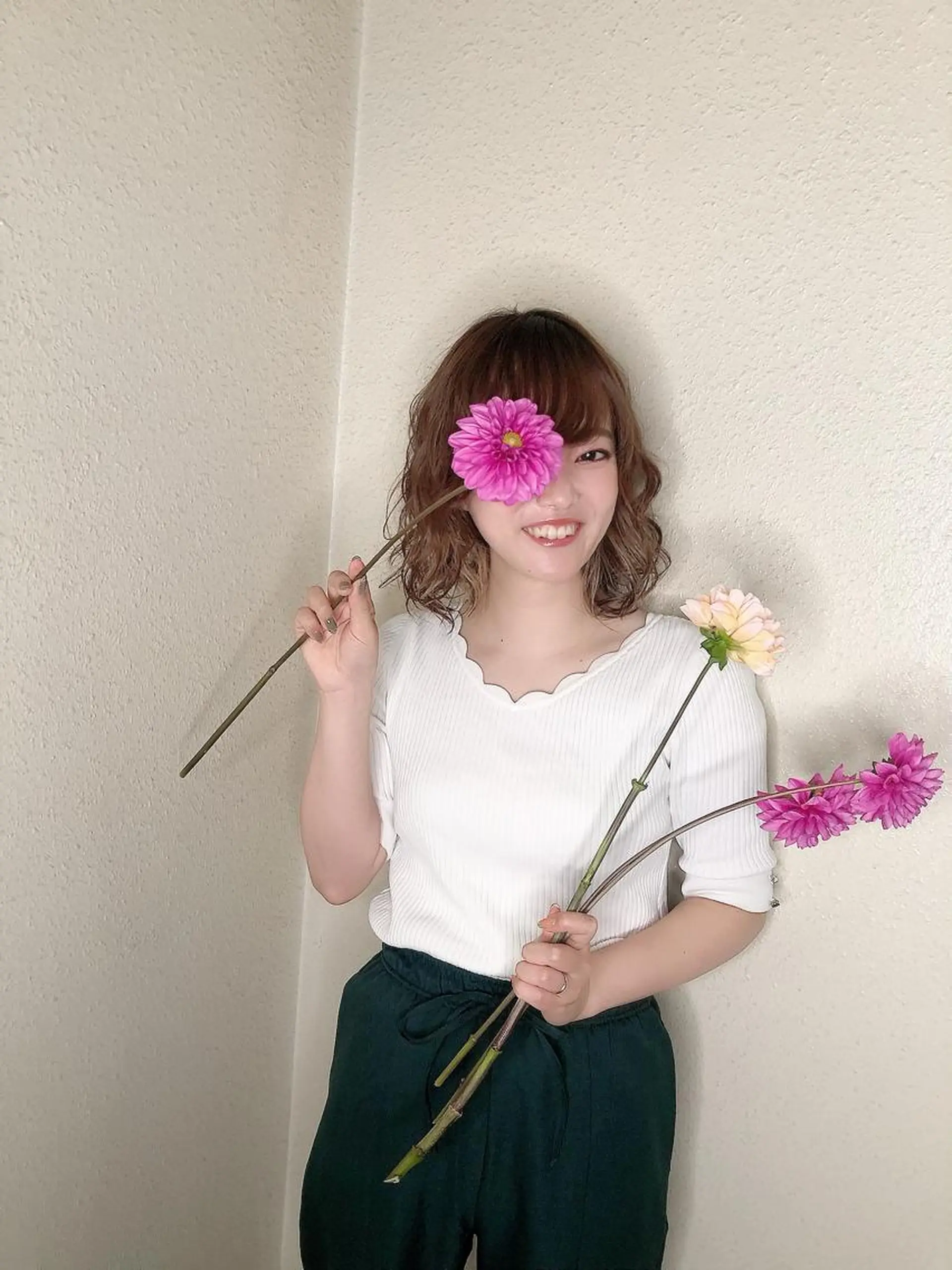 ミディアム カラー パーマ ヘアアレンジ インナーカラー 松下 倫子のヘアスタイル