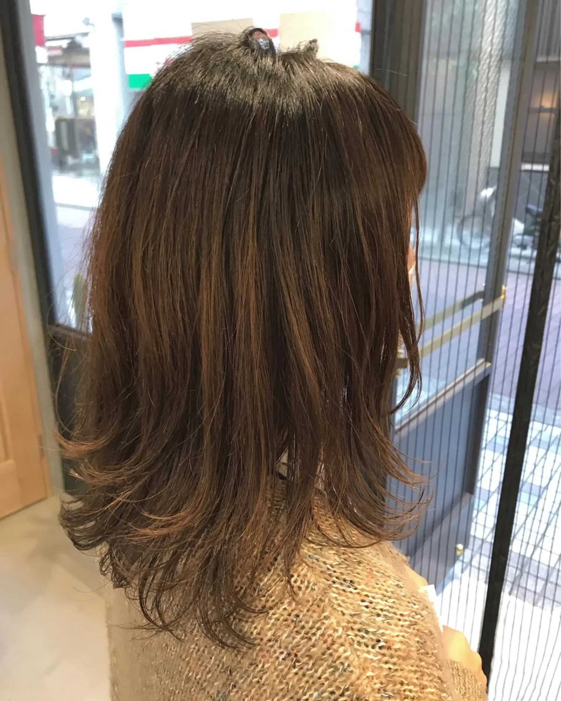 ミディアム 暖色カラー🍊 ボブ🌿顔周りcutのヘアスタイル