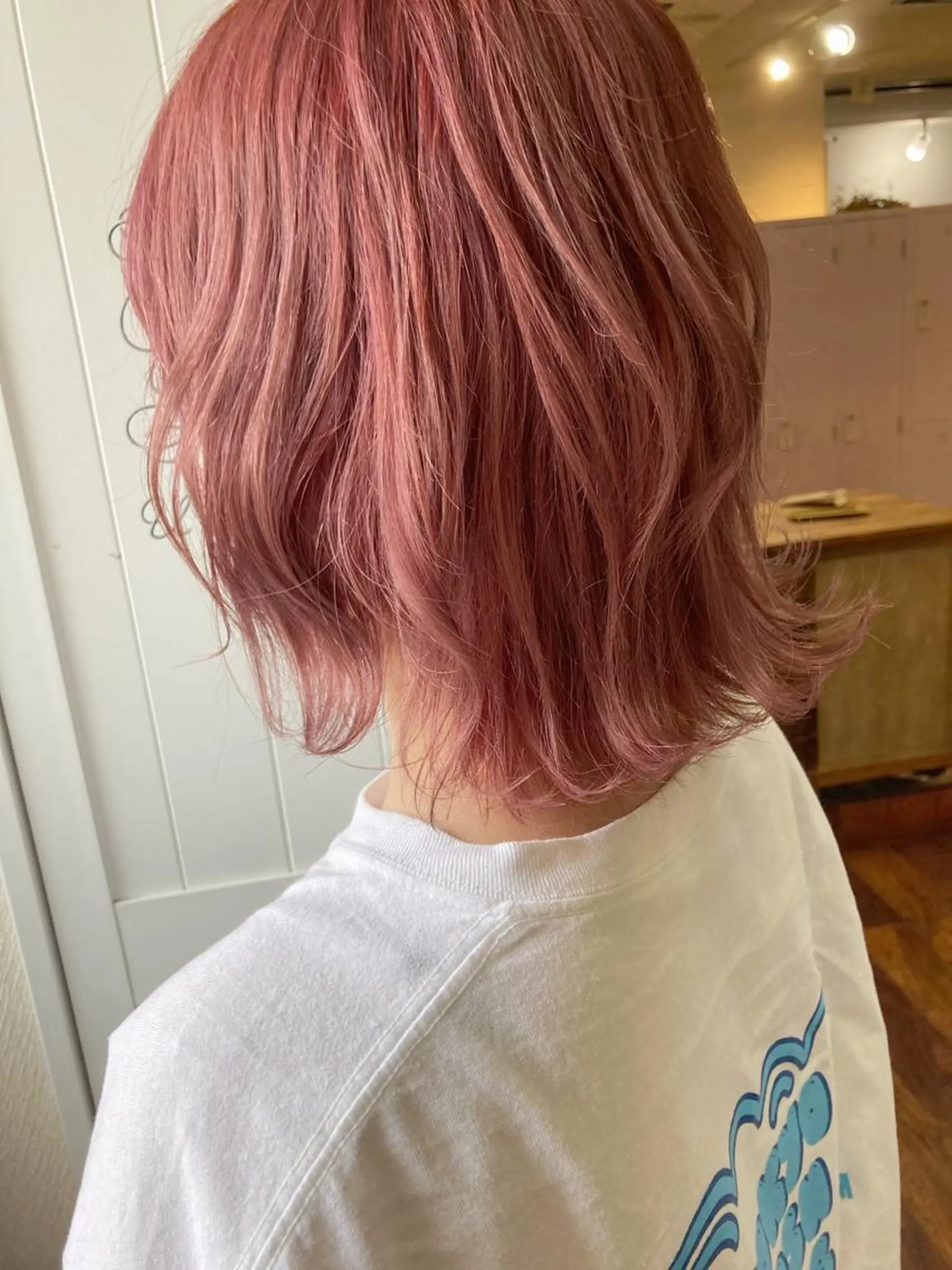 ミディアム カラー ブリーチ ピンクカラー カット ヘアカラー トリートメント 小木曽智美 /ボブ/ショートのヘアスタイル