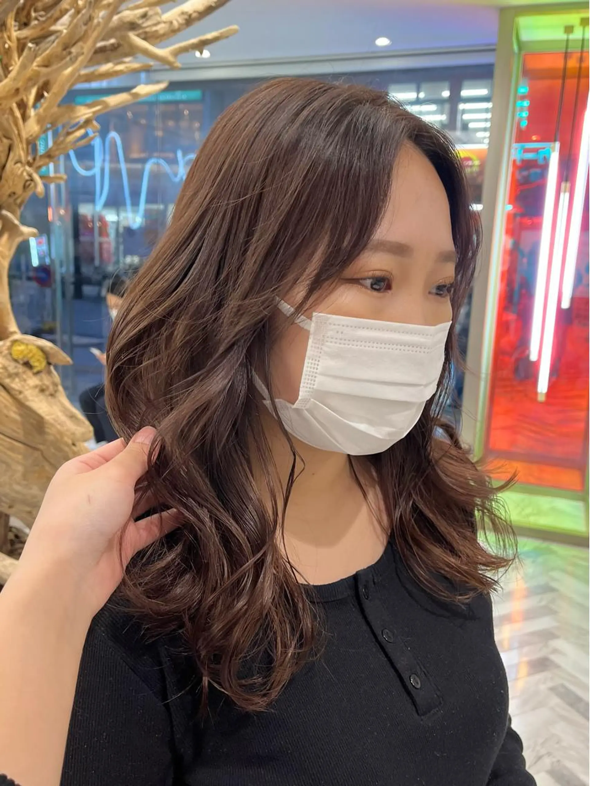 セミロング カラー マツエク・マツパ ベージュカラー ブラウンカラー 透明感カラー ココアブラウン ミルクティーベージュ ヘアカラー トリートメント mai🤍縮毛酸性ス トレート/アイリストのヘアスタイル