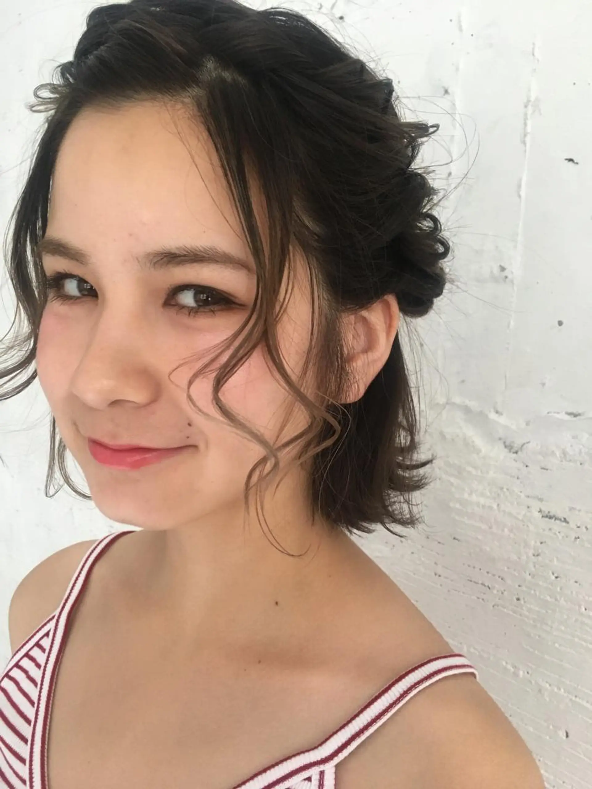 ヘアアレンジ ハーフアップ ボブ scene.池袋所属・scene. haraのヘアスタイル