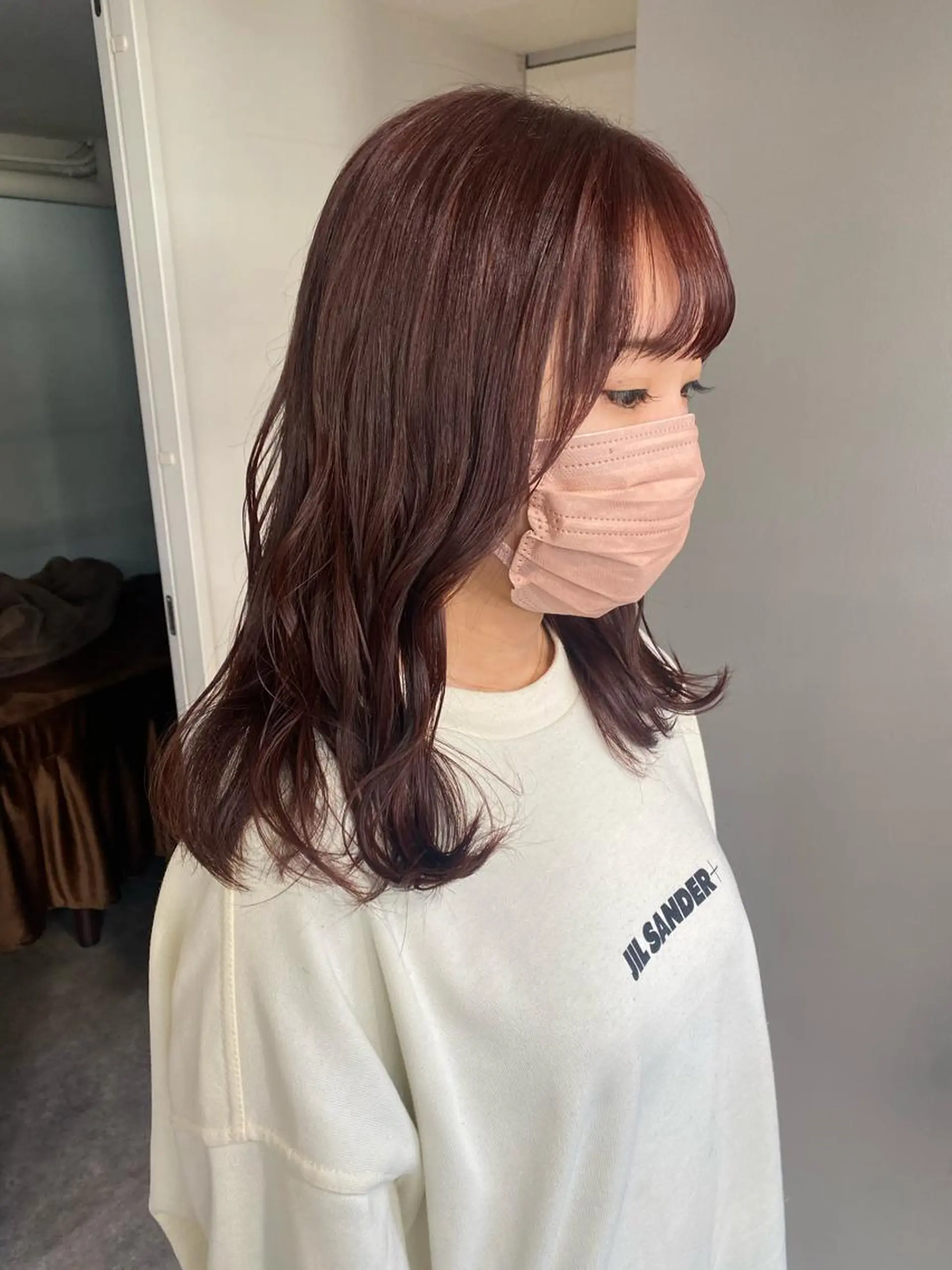 ミディアム カラー ヘアアレンジ ピンクカラー ピンクパープル パープルカラー ヘアカラー ボブ /ニュアンス/ satomi🧸💖のヘアスタイル