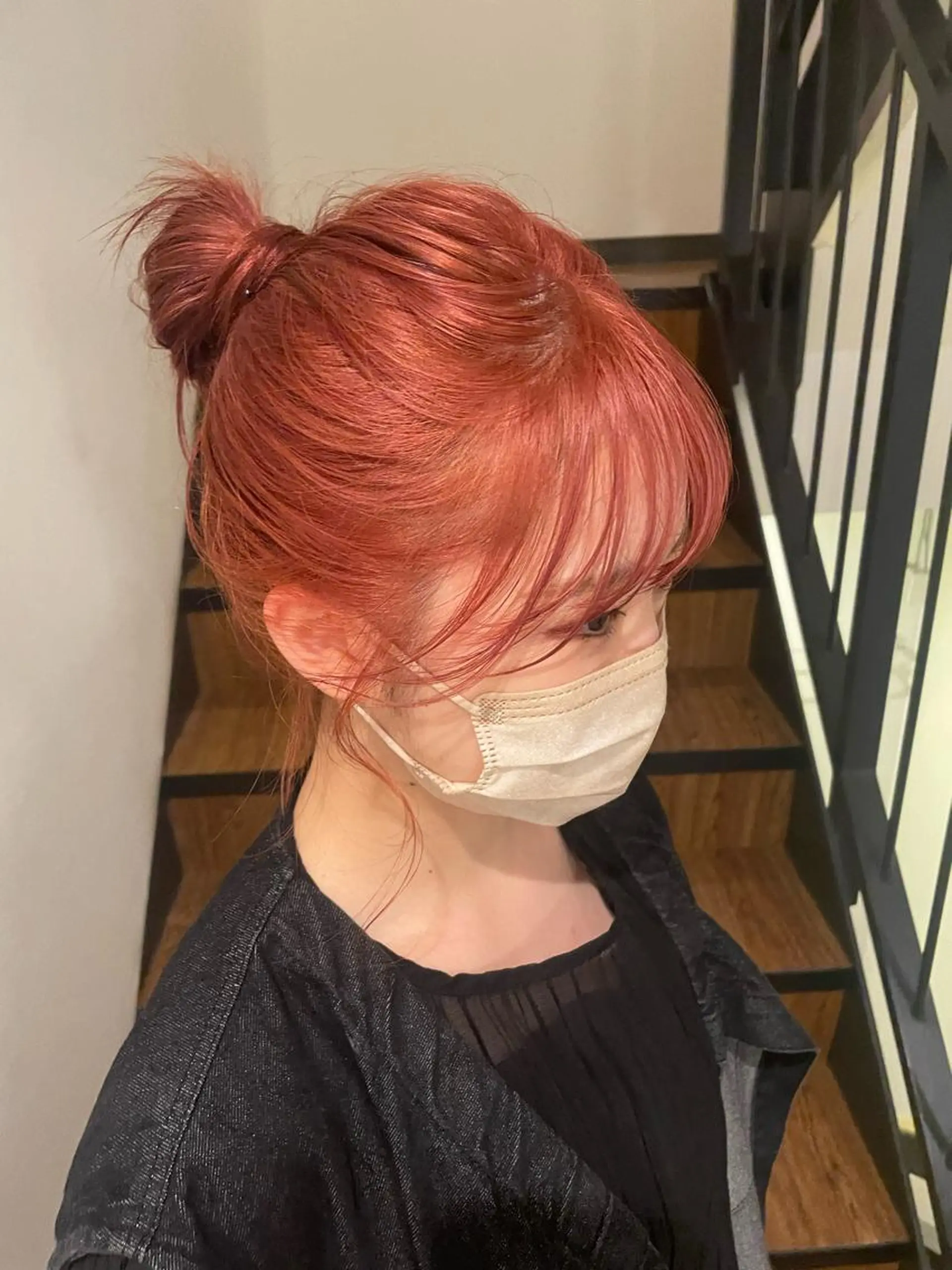 ミディアム カラー オレンジ 心斎橋/レイヤー/ ブリーチ/モエのヘアスタイル