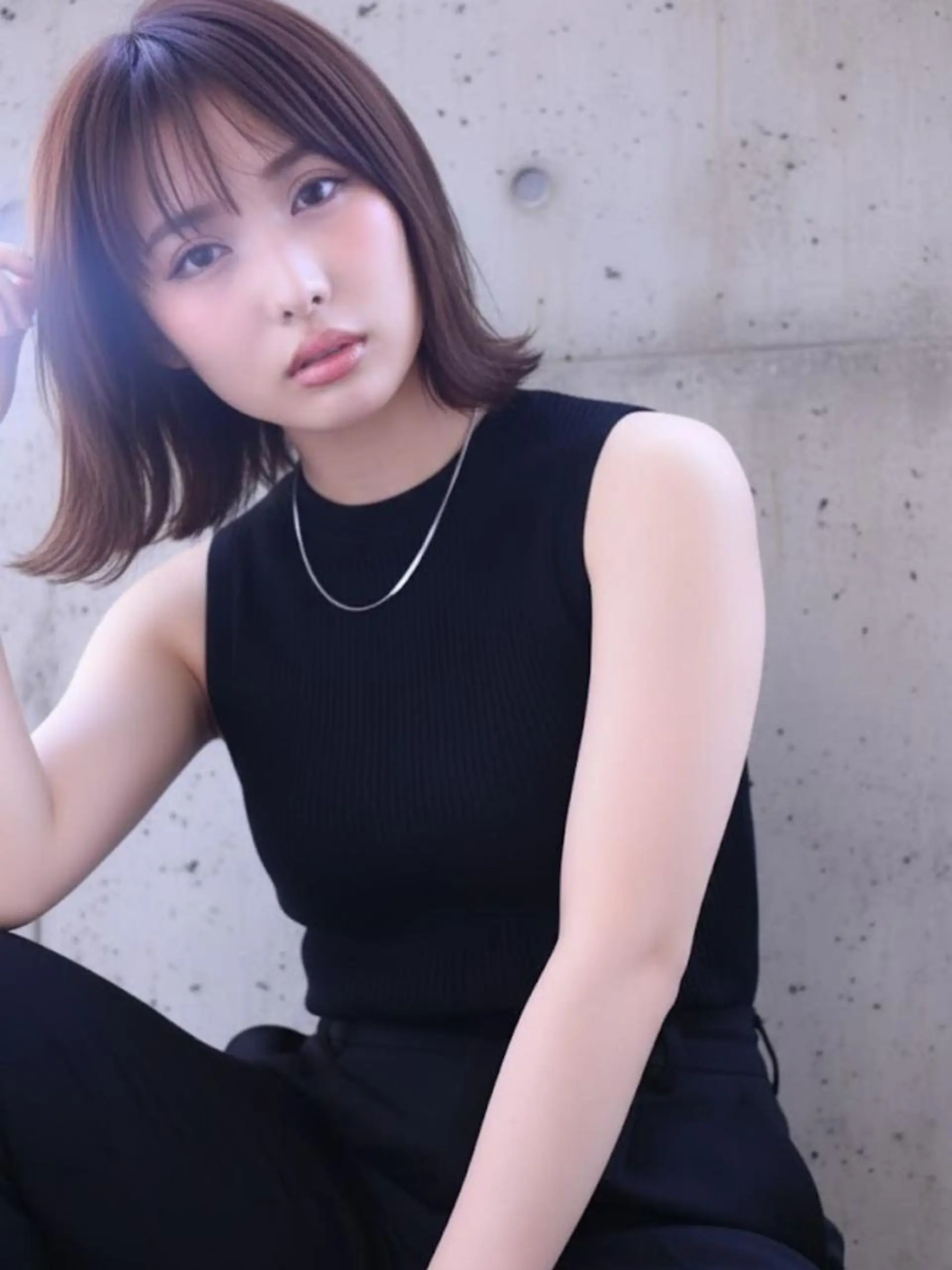 ミディアム カラー 切りっぱなしボブ ブラウンカラー ピンクカラー ピンクブラウン ボブ カット ヘアカラー ヘアサロンM渋谷 カットカラーブリーチのヘアスタイル