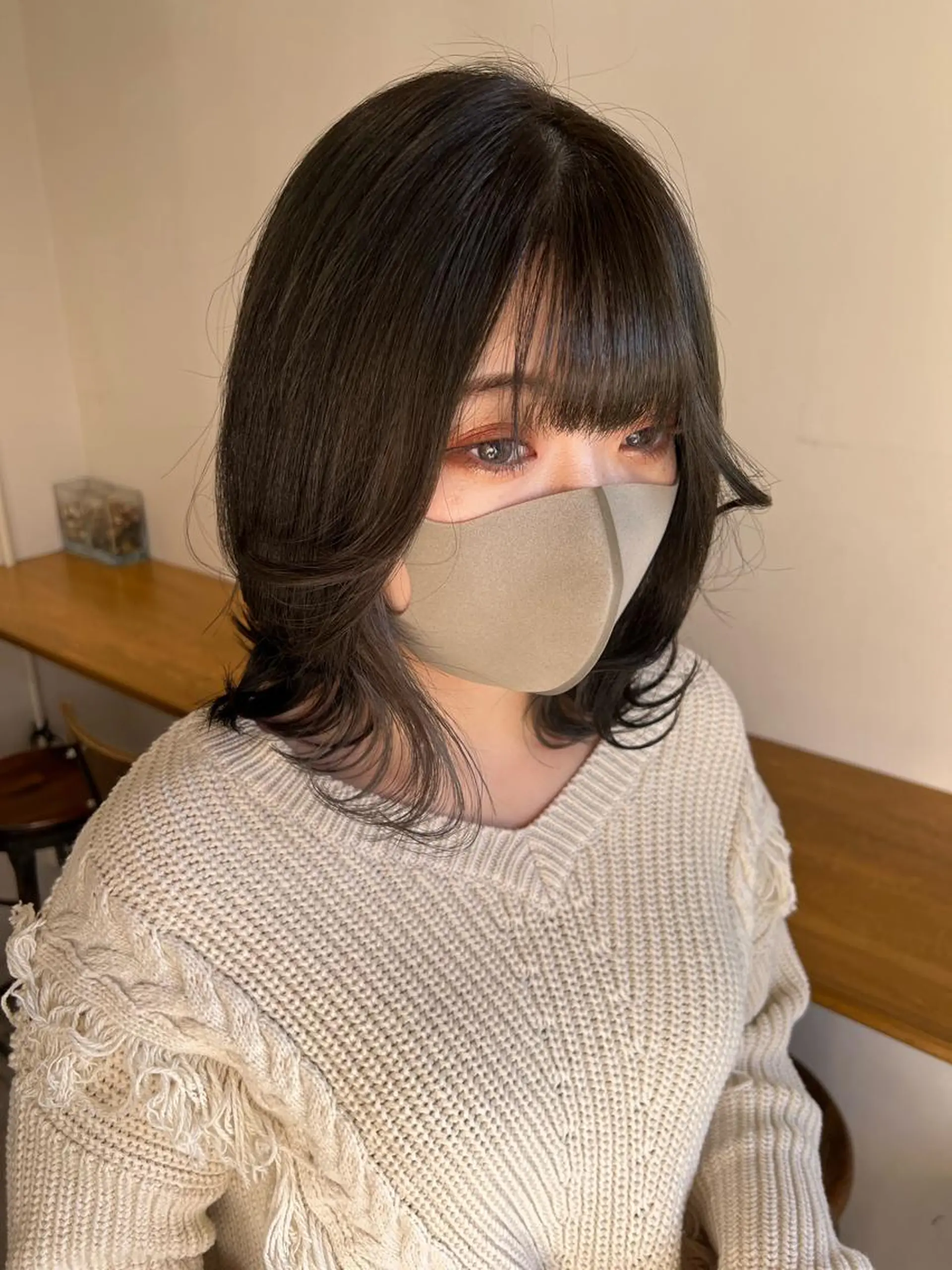 ミディアム カラー グレージュ オリーブグレージュ オリーブグレー ヘアカラー トリートメント ヘアセット 金子 廉のヘアスタイル