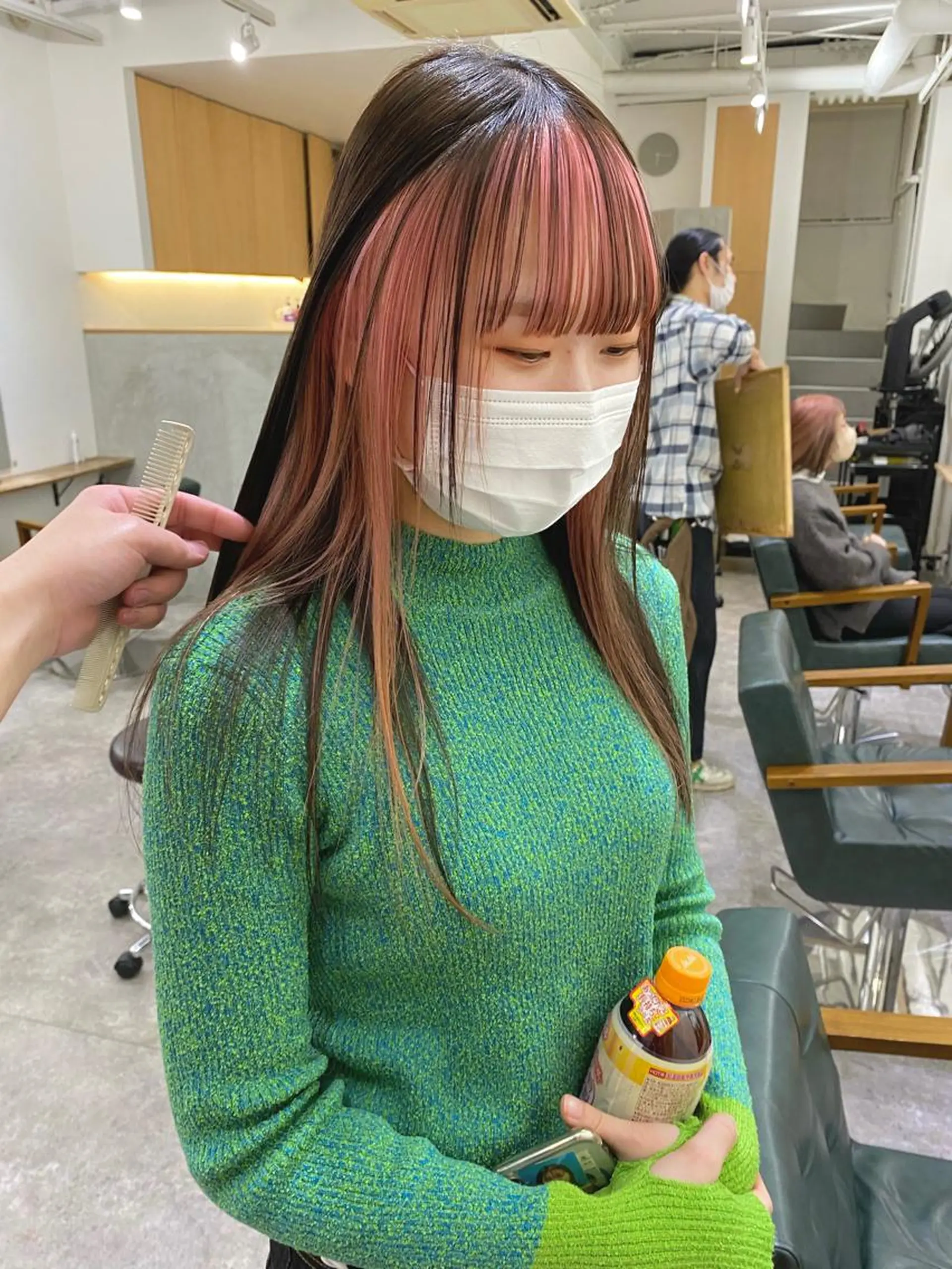 ロング カラー ブリーチ ピンクカラー ヘアカラー トリートメント 森貴裕/ベージュ/ パーマ/オリーブのヘアスタイル