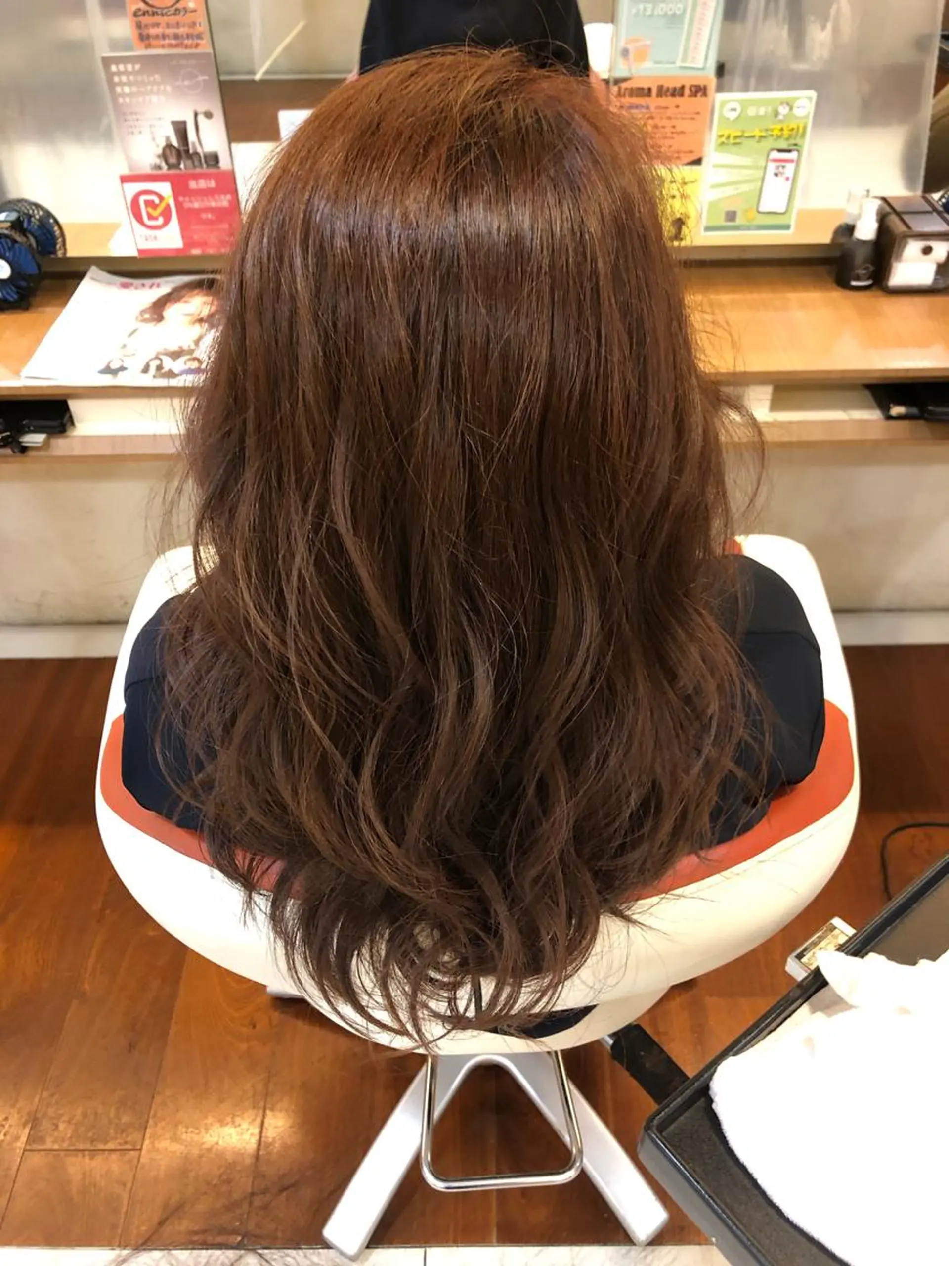 ロング ピンクブラウン ヘアカラー トリートメント 塩谷黎✨ブリーチ無W カラーメンズパーマ✨のヘアスタイル