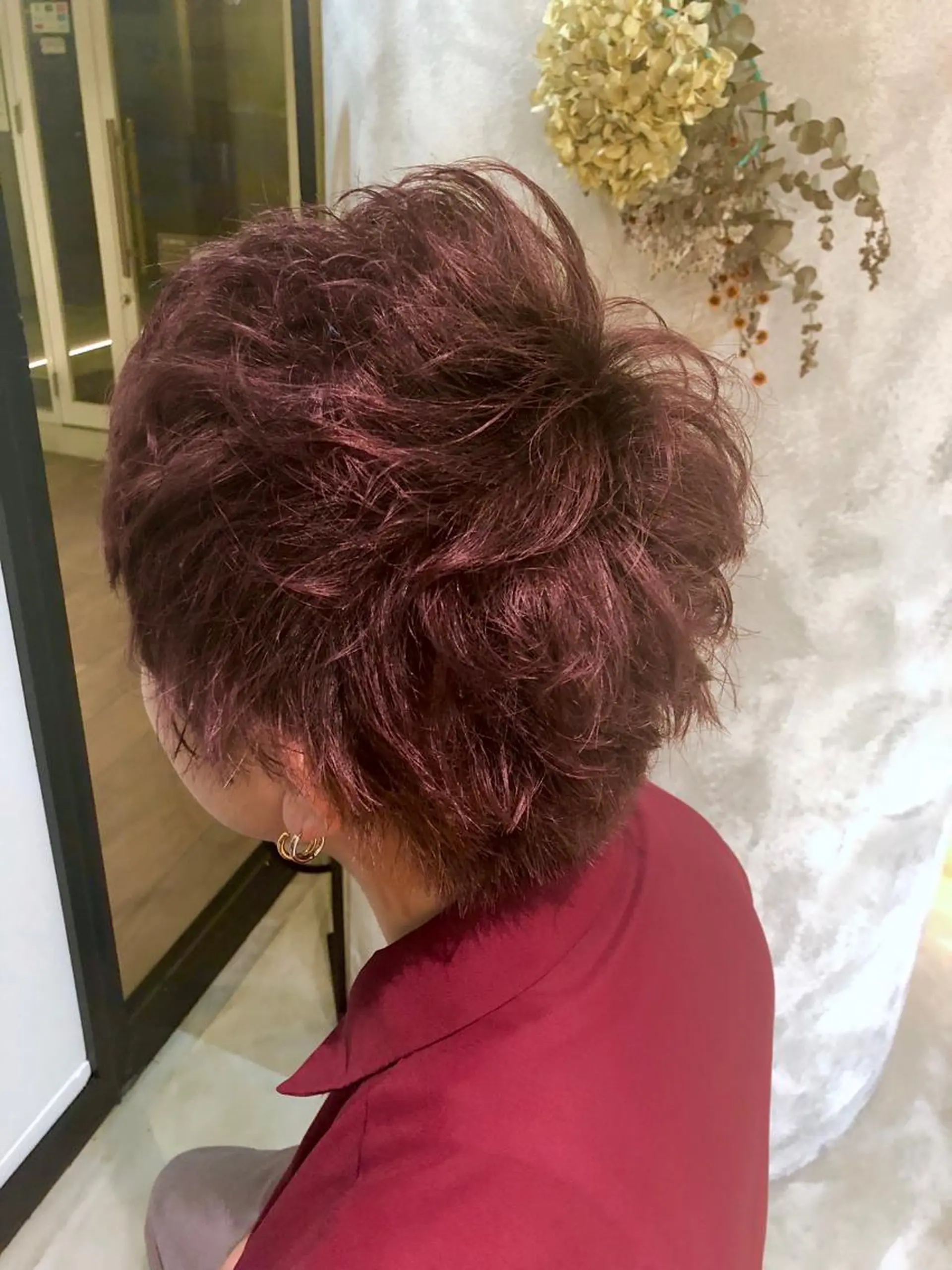 ショート カラー メンズ メンズウルフカット ピンクカラー ローズカラー ウルフカット カット ヘアカラー トリートメント 松村 崇弘のヘアスタイル