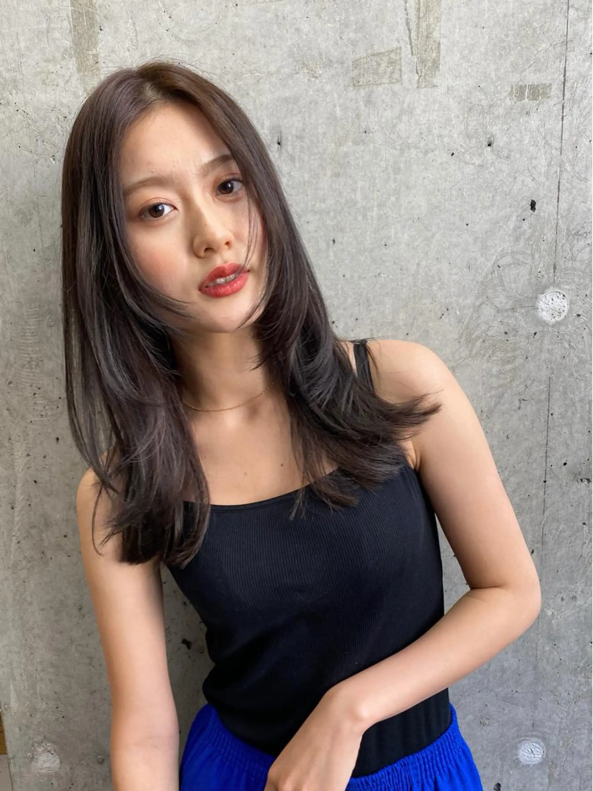 セミロング カラー 小顔カット カット Pia ツボイ ケイタのヘアスタイル