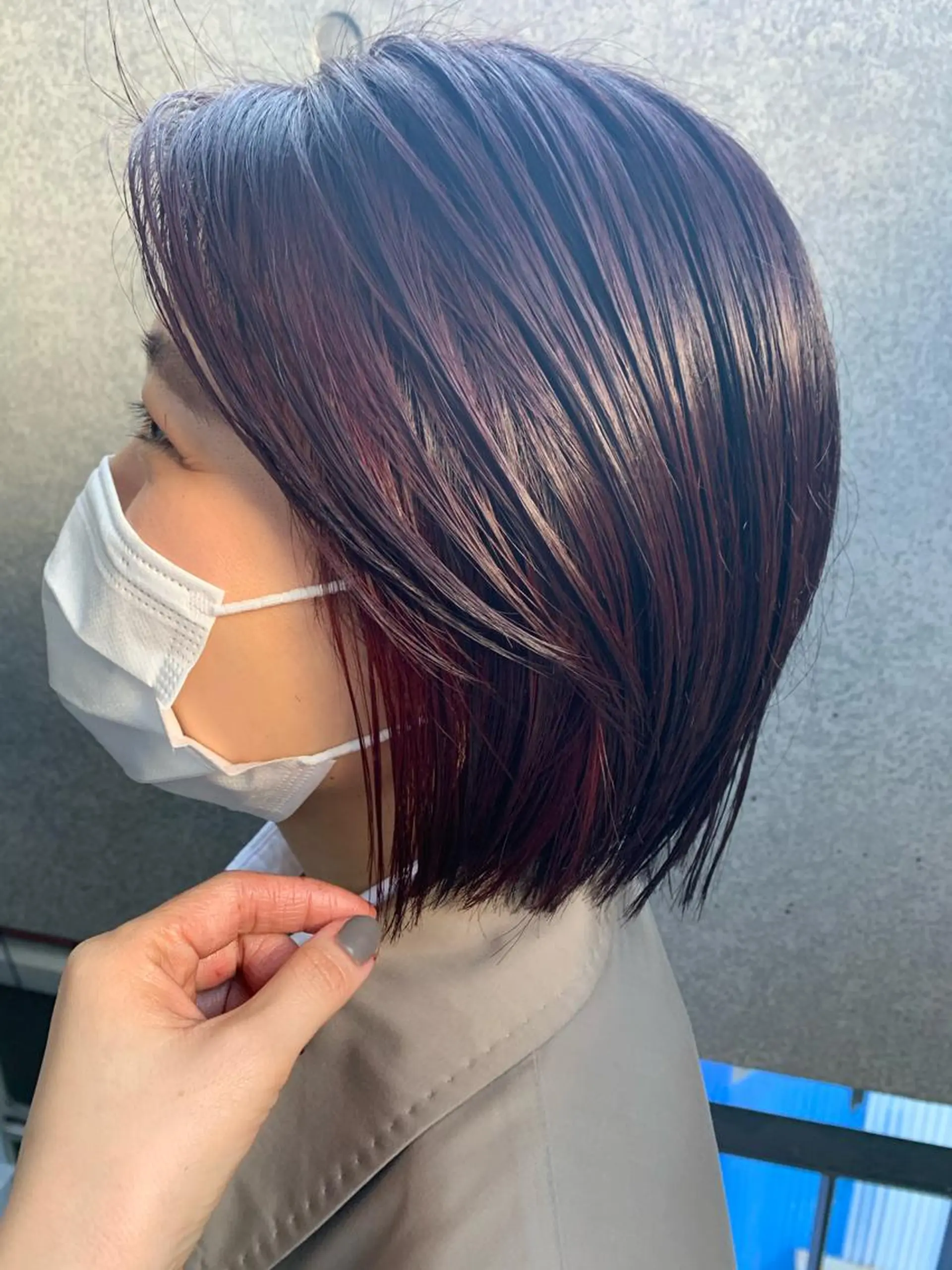 ショート カラー ヘアアレンジ サナ🌱 切りっぱなしボブのヘアスタイル