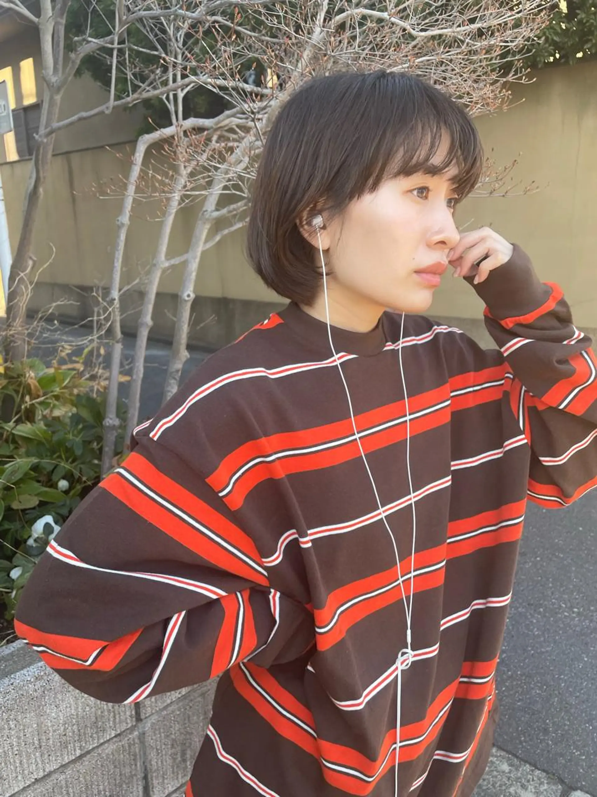 ショート カラー ブラウンカラー オリーブブラウン 顔周りカット ワイドバング カット ヘアカラー トリートメント ボブ/レイヤー/ケア パーマ/リュウタのヘアスタイル