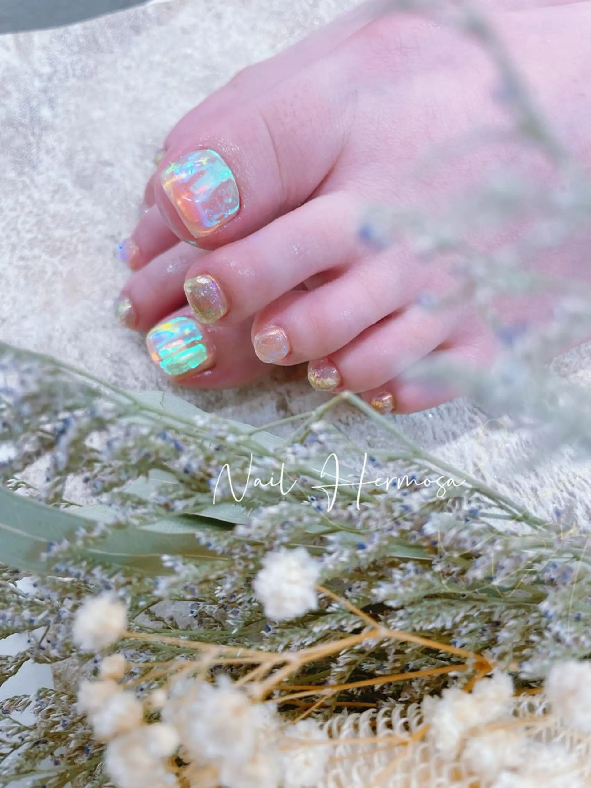 ネイル 長さ出し フラッシュネイル フットネイル ジェルネイル マグネットネイル フットネイル ネイル エルモサのネイルデザイン