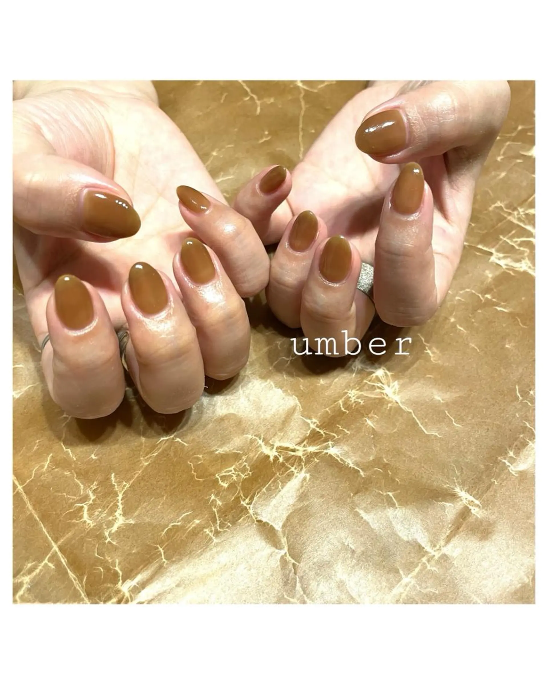 ネイル ブラウン クリアネイル フラッシュネイル フットネイル フレンチネイル ハンドネイル umber 三茶1分のネイルデザイン