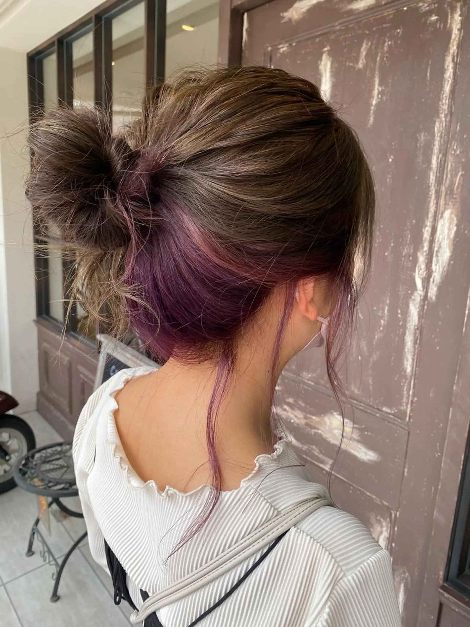 ミディアム カラー グレージュ パープルカラー ヘアカラー 川越 輝梨奈のヘアスタイル