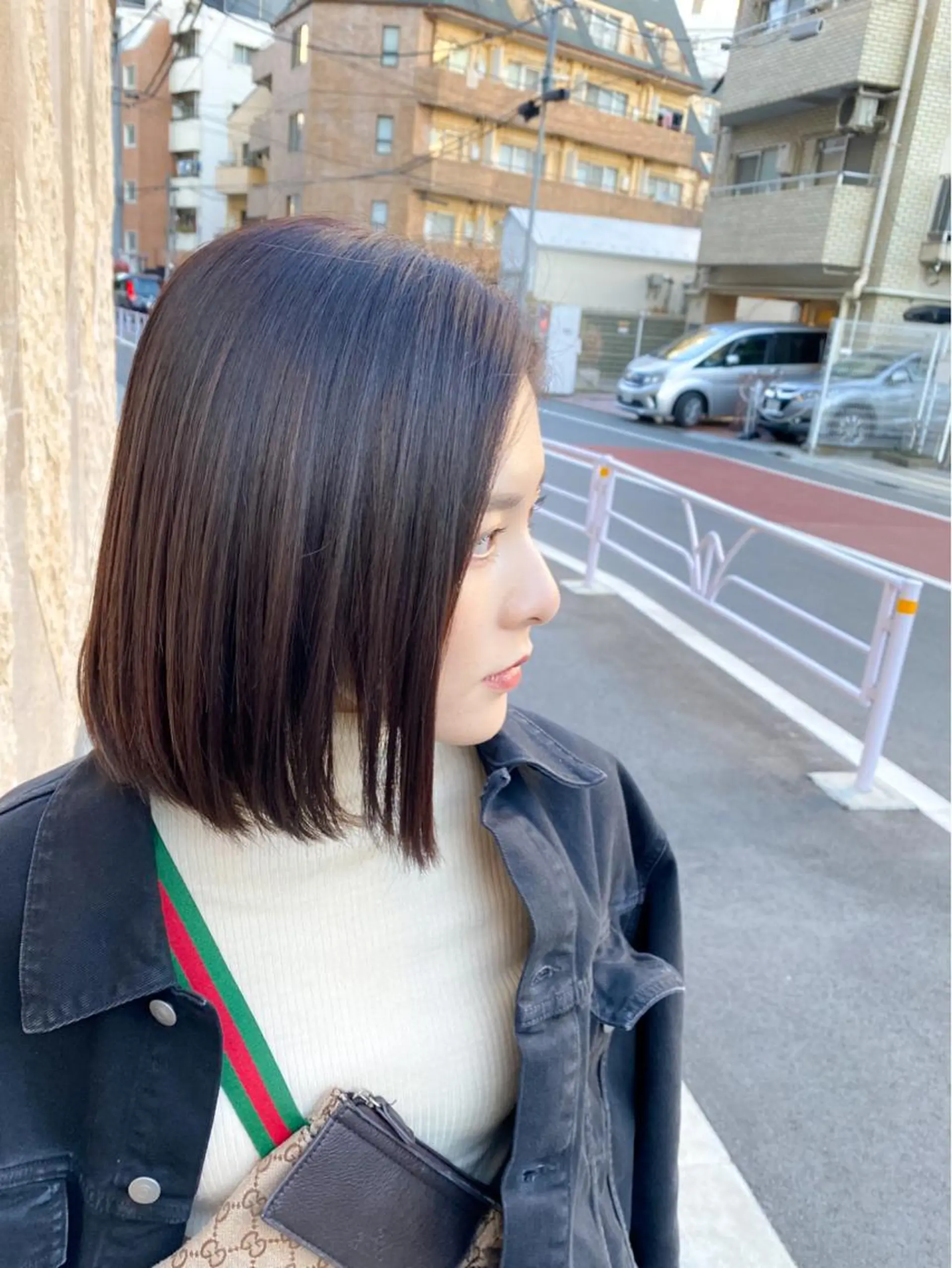 ミディアム カラー ブラウンカラー ボブ メンズ特化 刈り上げない/金井のヘアスタイル