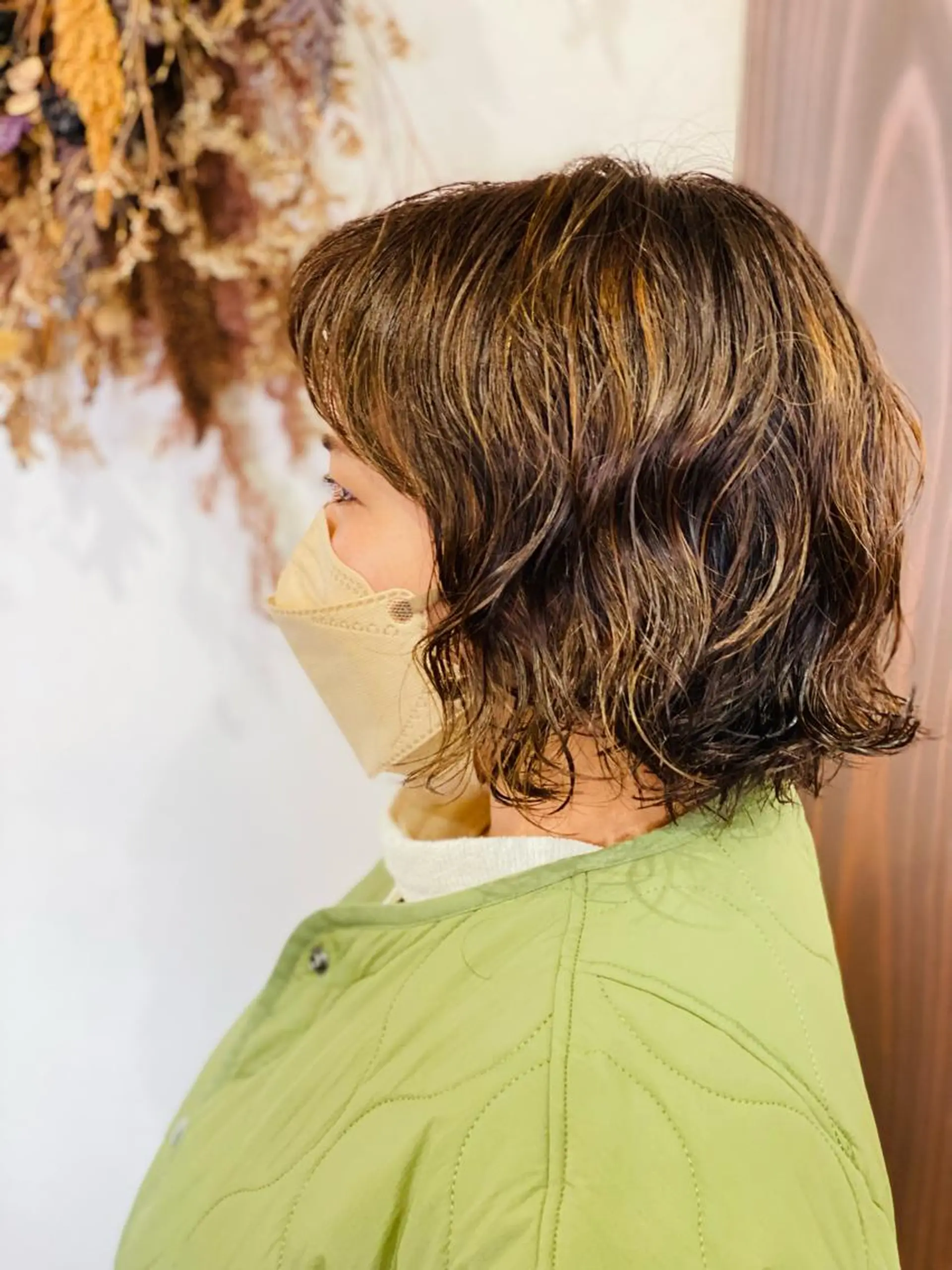 カラー パーマ ハイライトカラー ボブ hamada ikumiのヘアスタイル