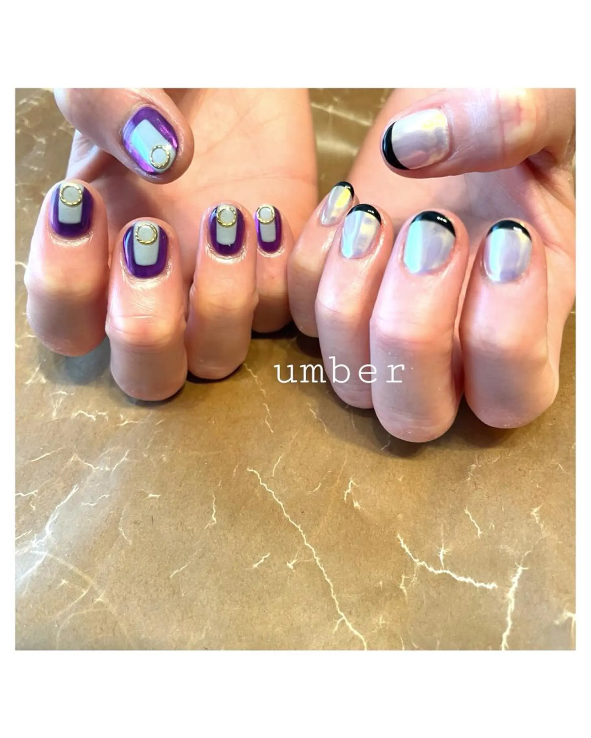 ネイル オーロラネイル クリアネイル フラッシュネイル フットネイル フレンチネイル ハンドネイル umber 三茶1分のネイルデザイン
