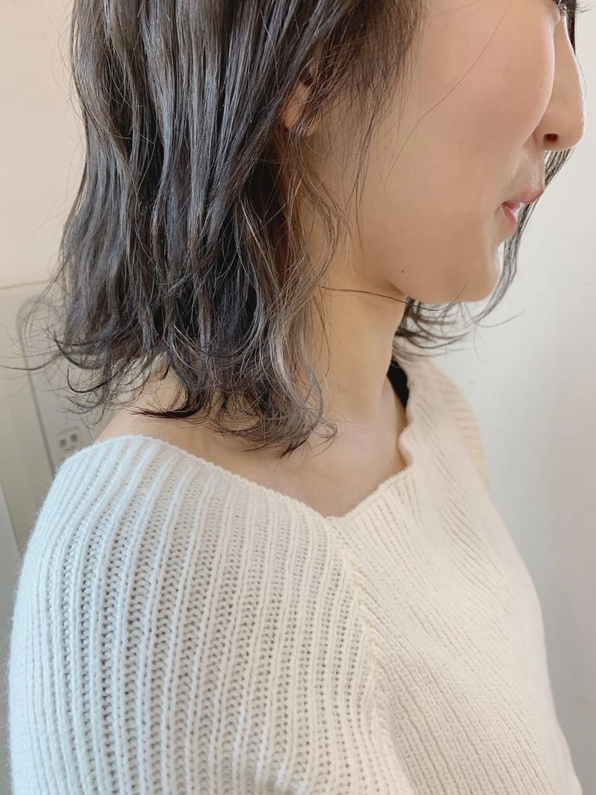 ミディアム カラー 白髪ぼかしハイライト 柳川拓哉のヘアスタイル