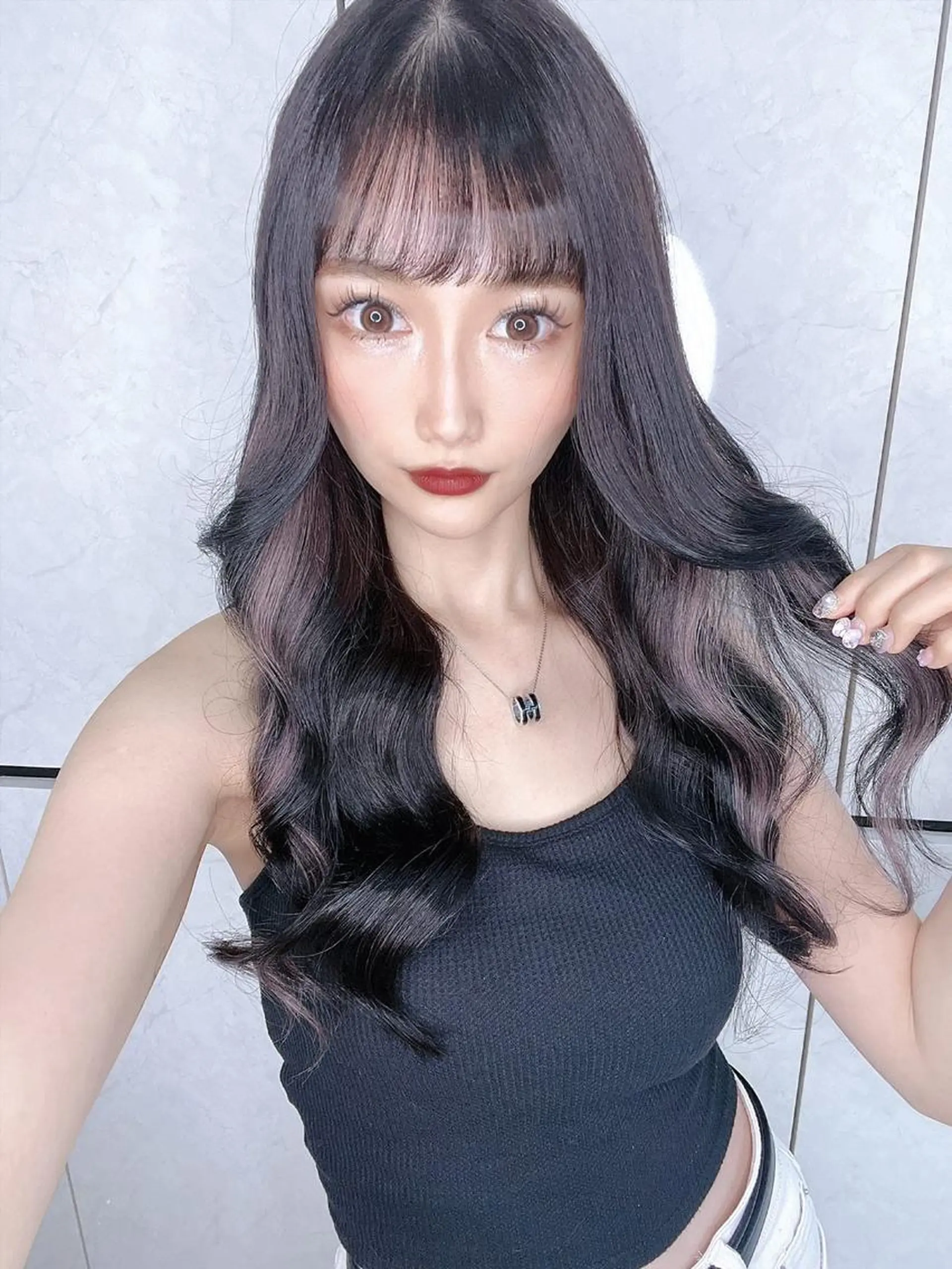 ロング カラー ヘアアレンジ シールエクステ アッシュ バレイヤージュ ベージュカラー 黒髪 カット エクステ ar+ ❤︎ maiのヘアスタイル