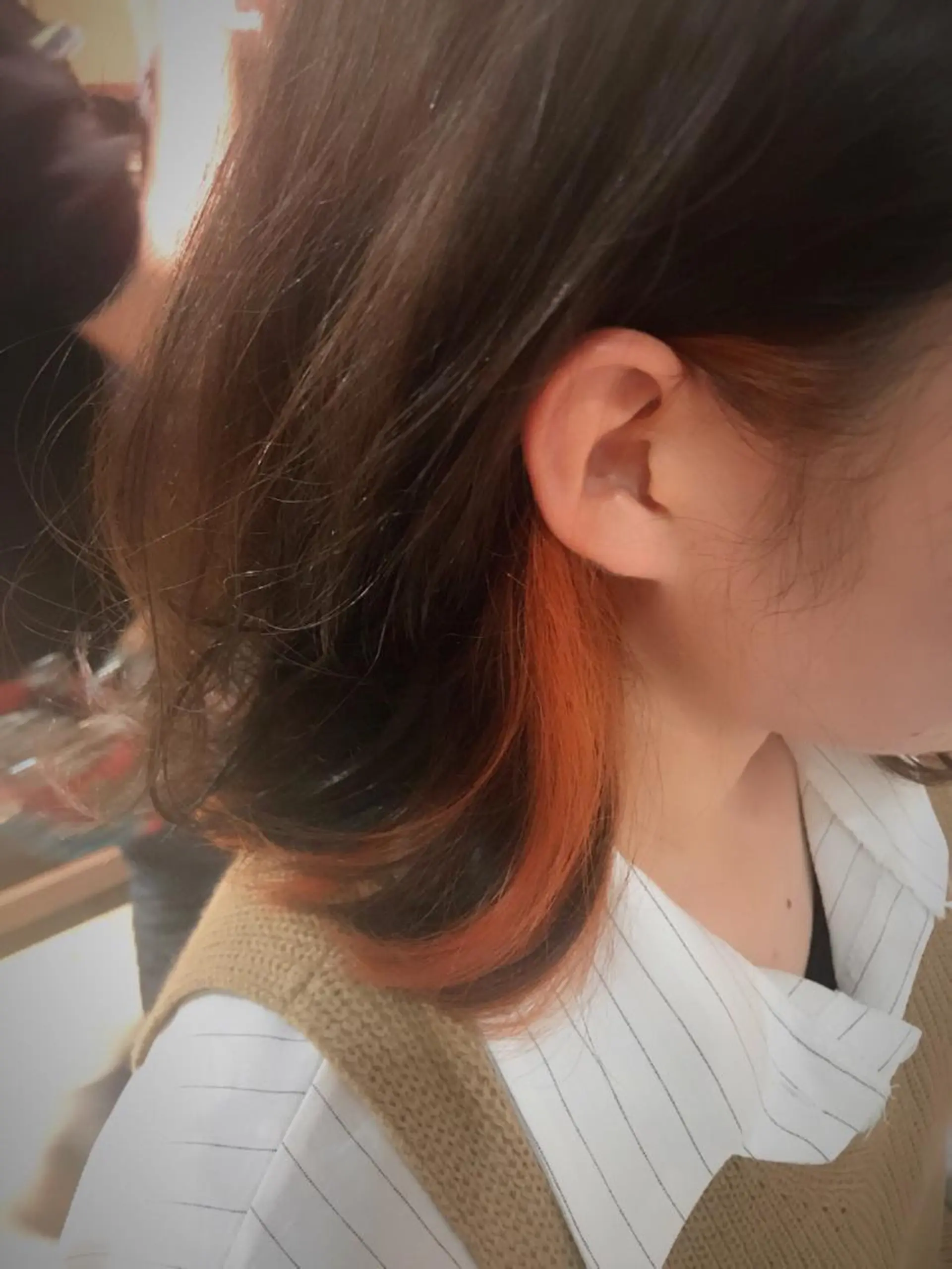 ミディアム カラー インナーカラー オレンジ ヘアカラー トリートメント 松村 崇弘のヘアスタイル