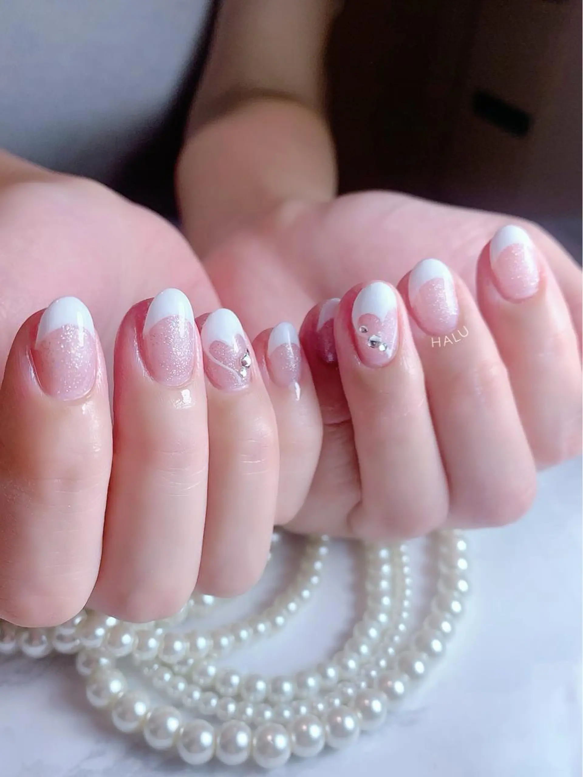 ネイル フレンチネイル ハート HALU ハルのネイルデザイン