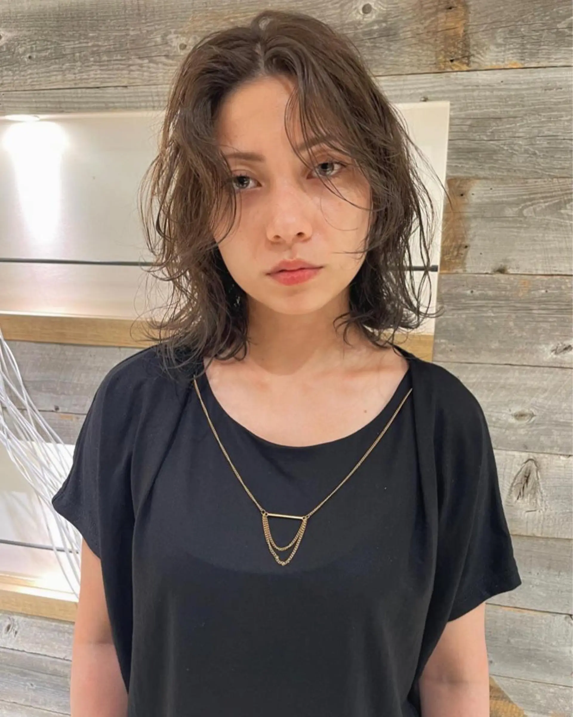 ミディアム カラー パーマ ミディアムパーマ 伸ばしかけ ニュアンスパーマ カット ヘアカラー パーマ 村上雅人 ナチュラルモードのヘアスタイル