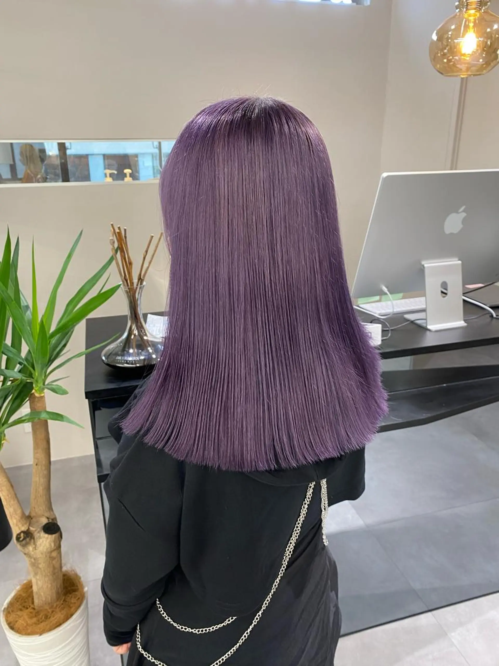 ロング カラー 切りっぱなしボブ レイヤー/縮毛矯正のヘアスタイル