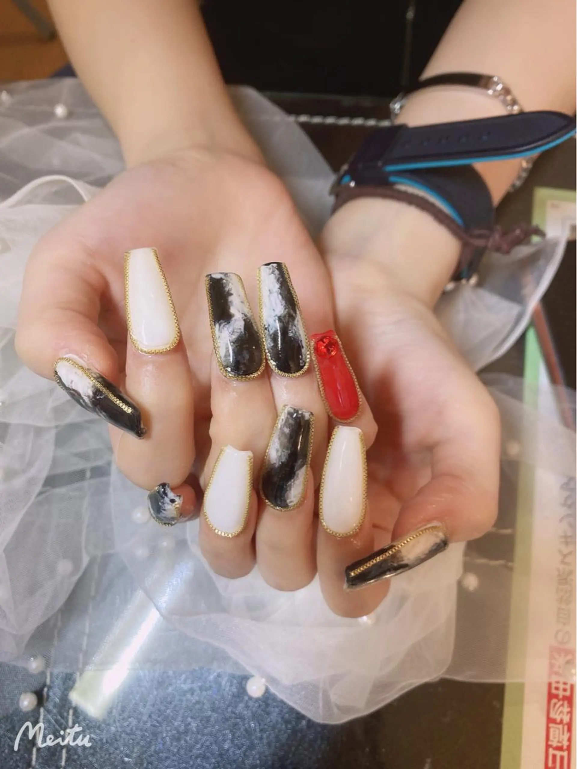 ネイル 長さ出し フットネイル パンダ ネイルのネイルデザイン