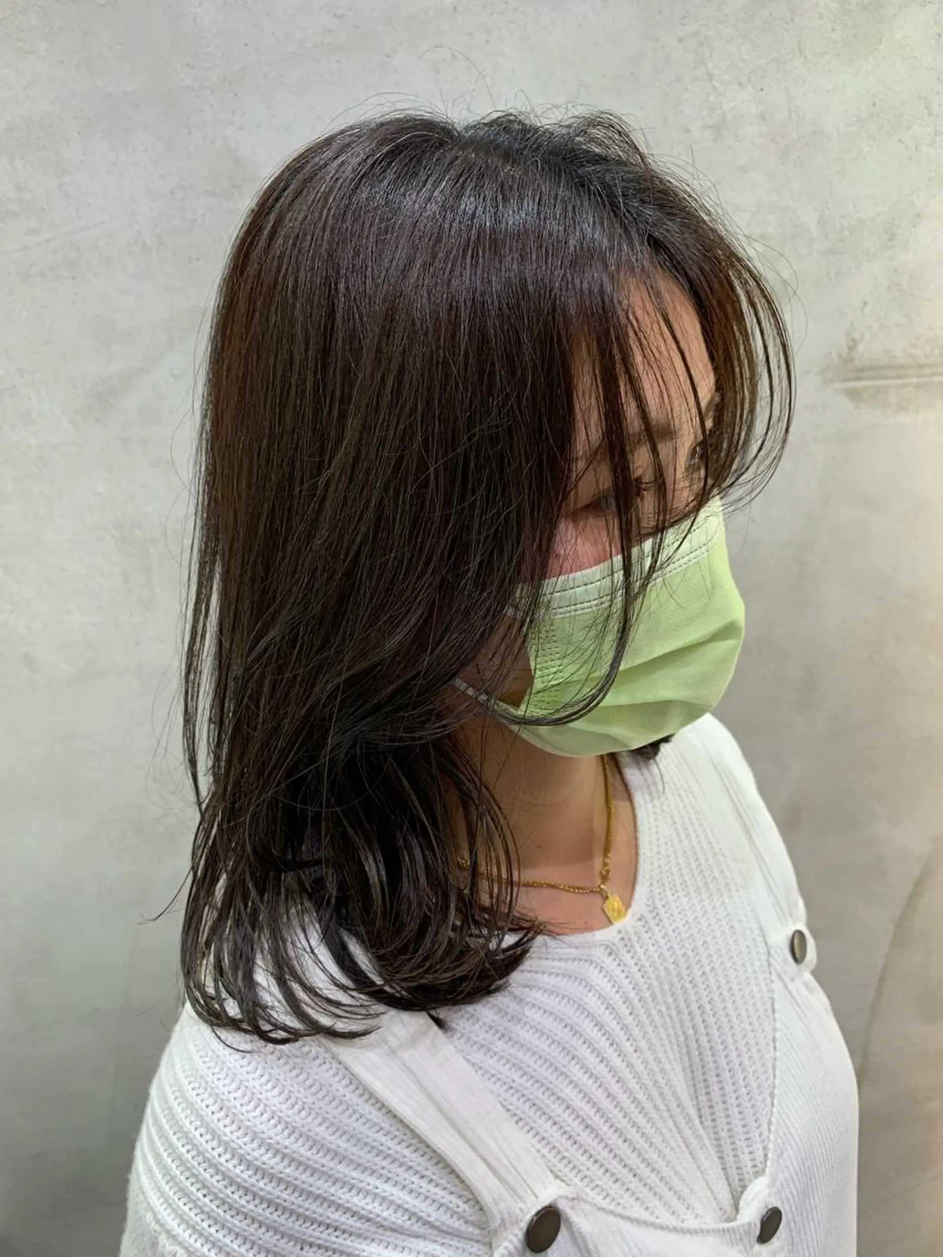 ミディアム カラー 顔まわりレイヤー 韓国風ヘア レイヤーカット カット ヘアカラー ✨コテ巻き風パーマ ✨川合佑哉のヘアスタイル