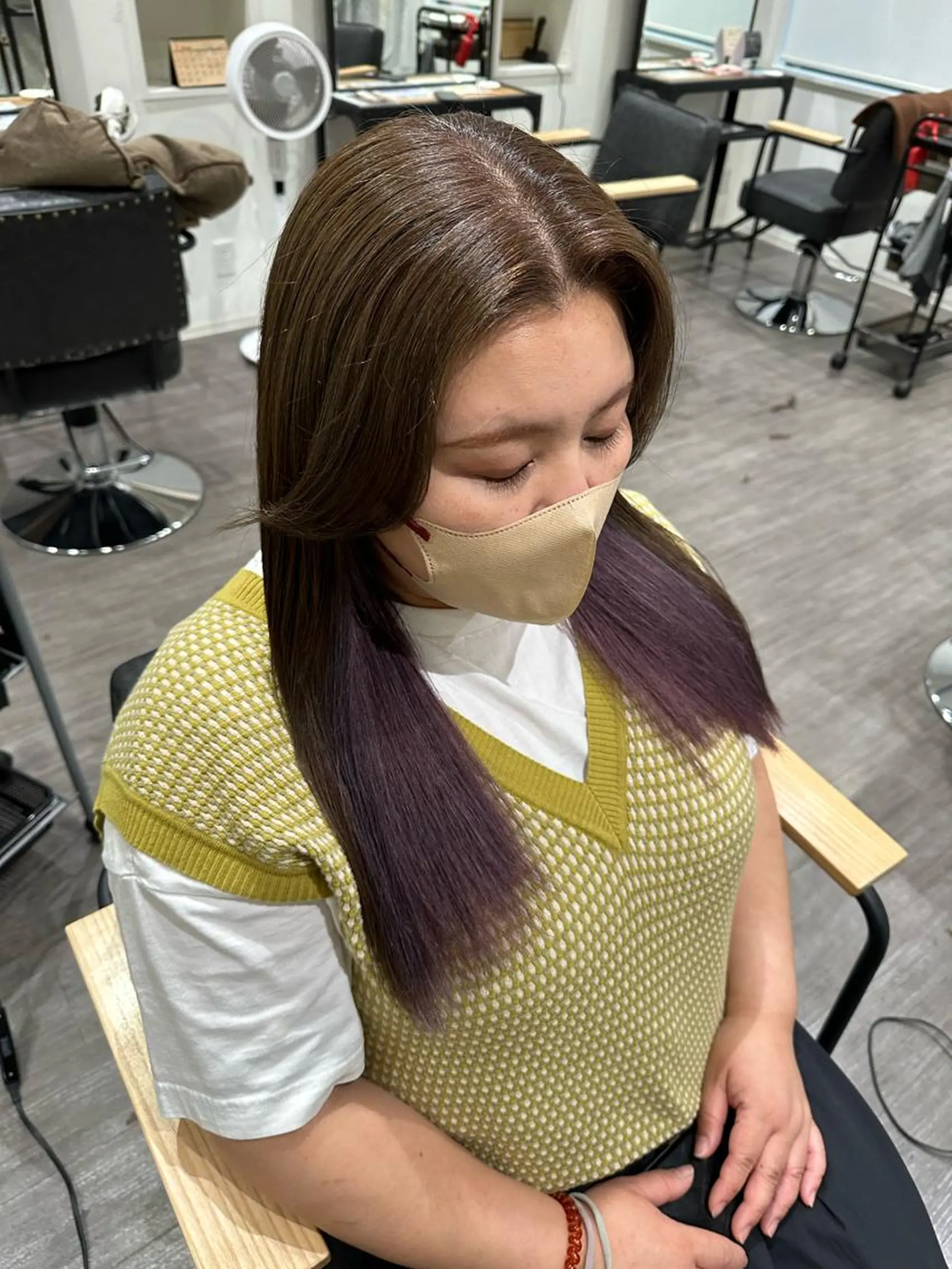 セミロング カラー ラベンダーカラー 艶髪レイヤー上田 紗也🇰🇷💗のヘアスタイル