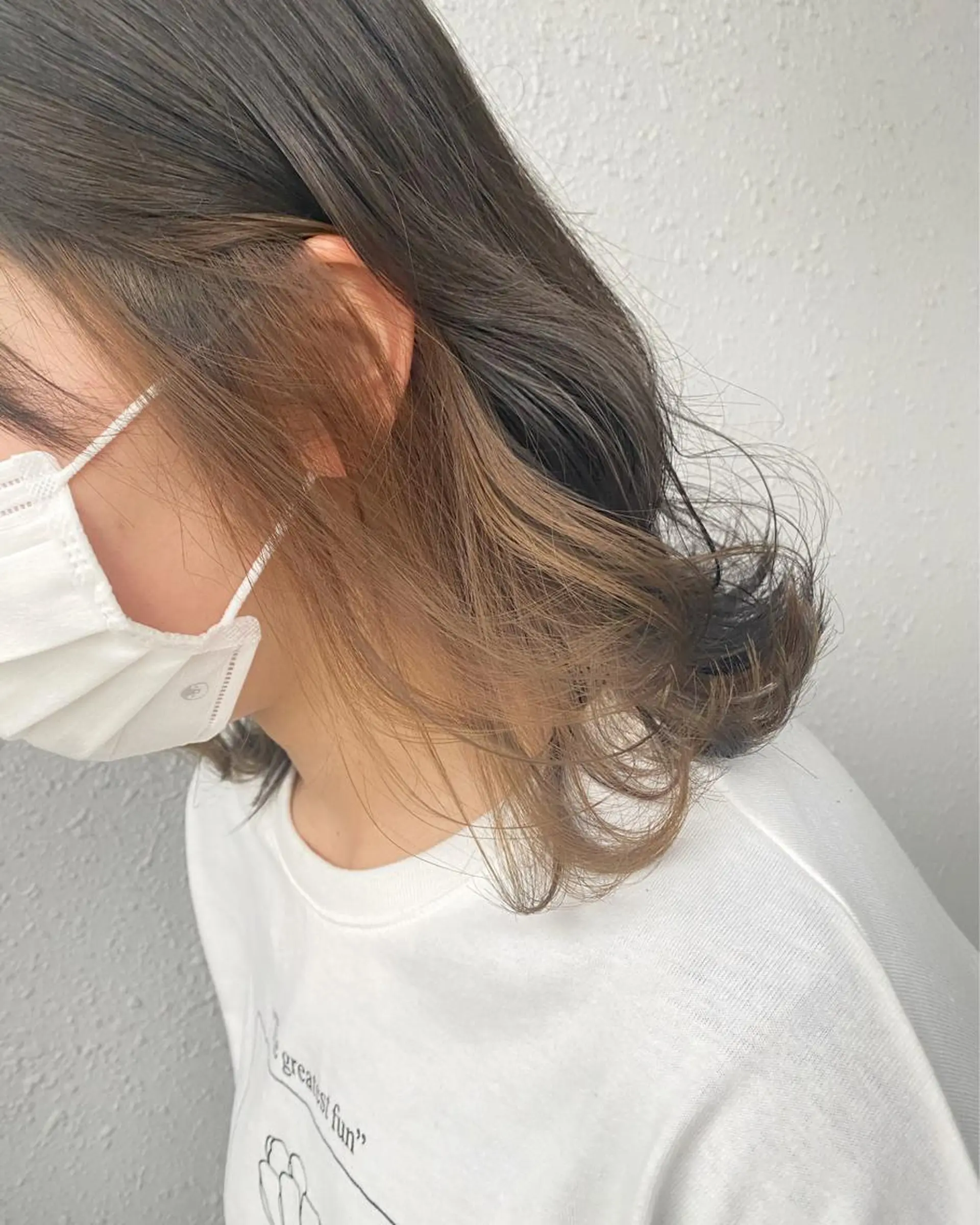 ミディアム カラー アッシュ ベージュカラー ブリーチ グレージュ ブリーチなしカラー 後藤紗英/髪質改善 /オリーブベージュのヘアスタイル