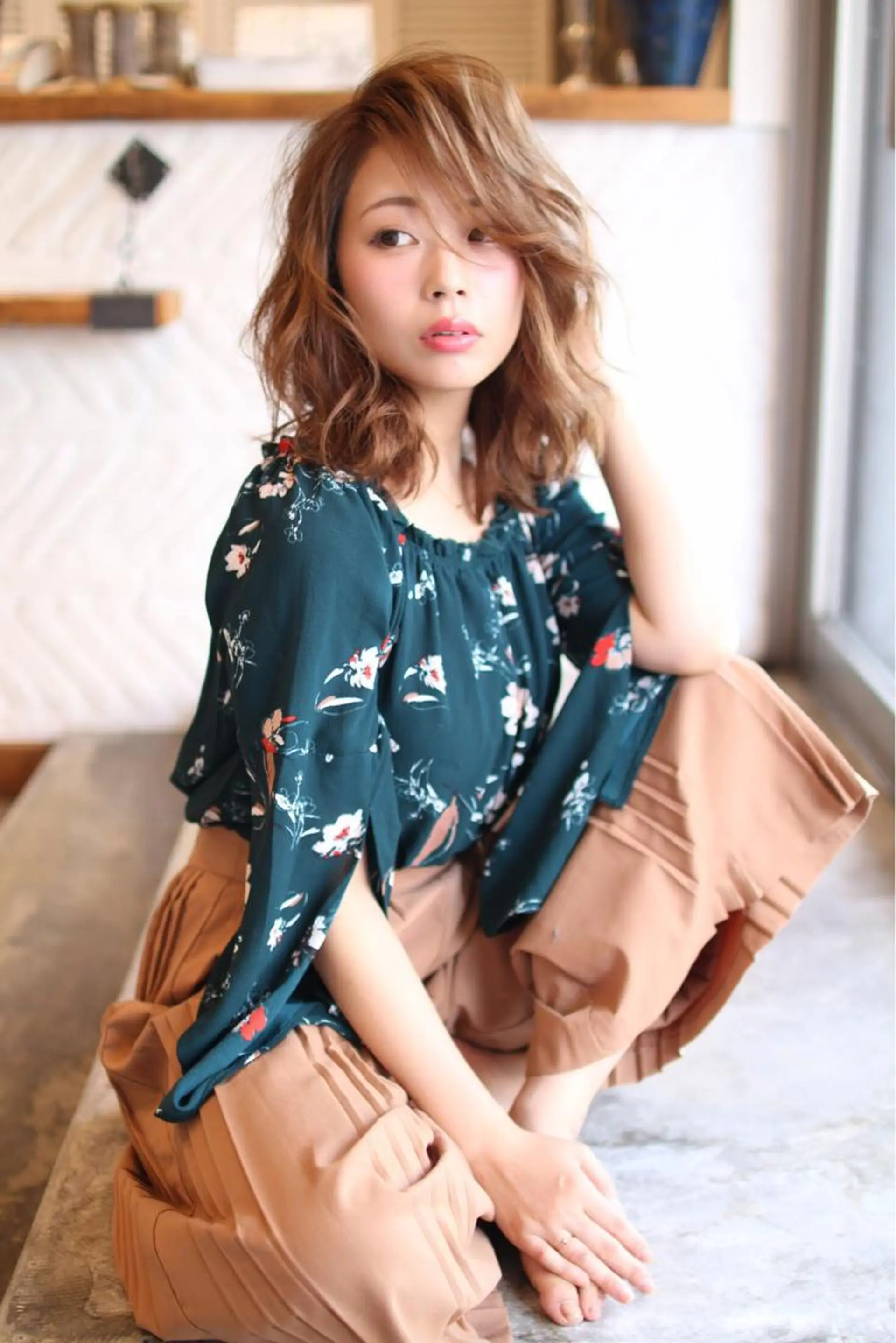 ミディアム カラー パーマ 神野 雅樹のヘアスタイル