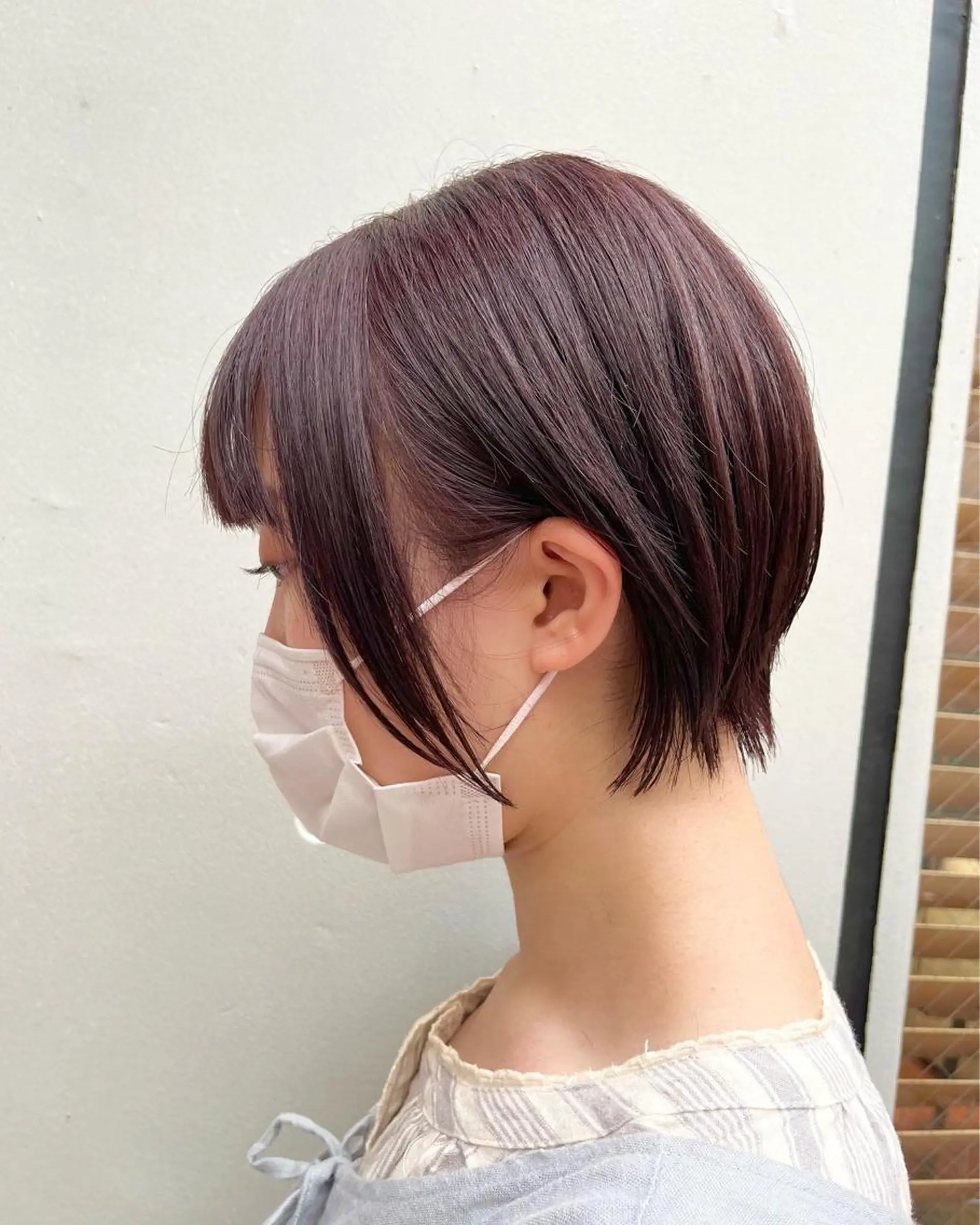 ショート カラー 丸みショート カシス ピンクカラー ショートヘア 髪質改善☆ 縮毛矯正miyuのヘアスタイル