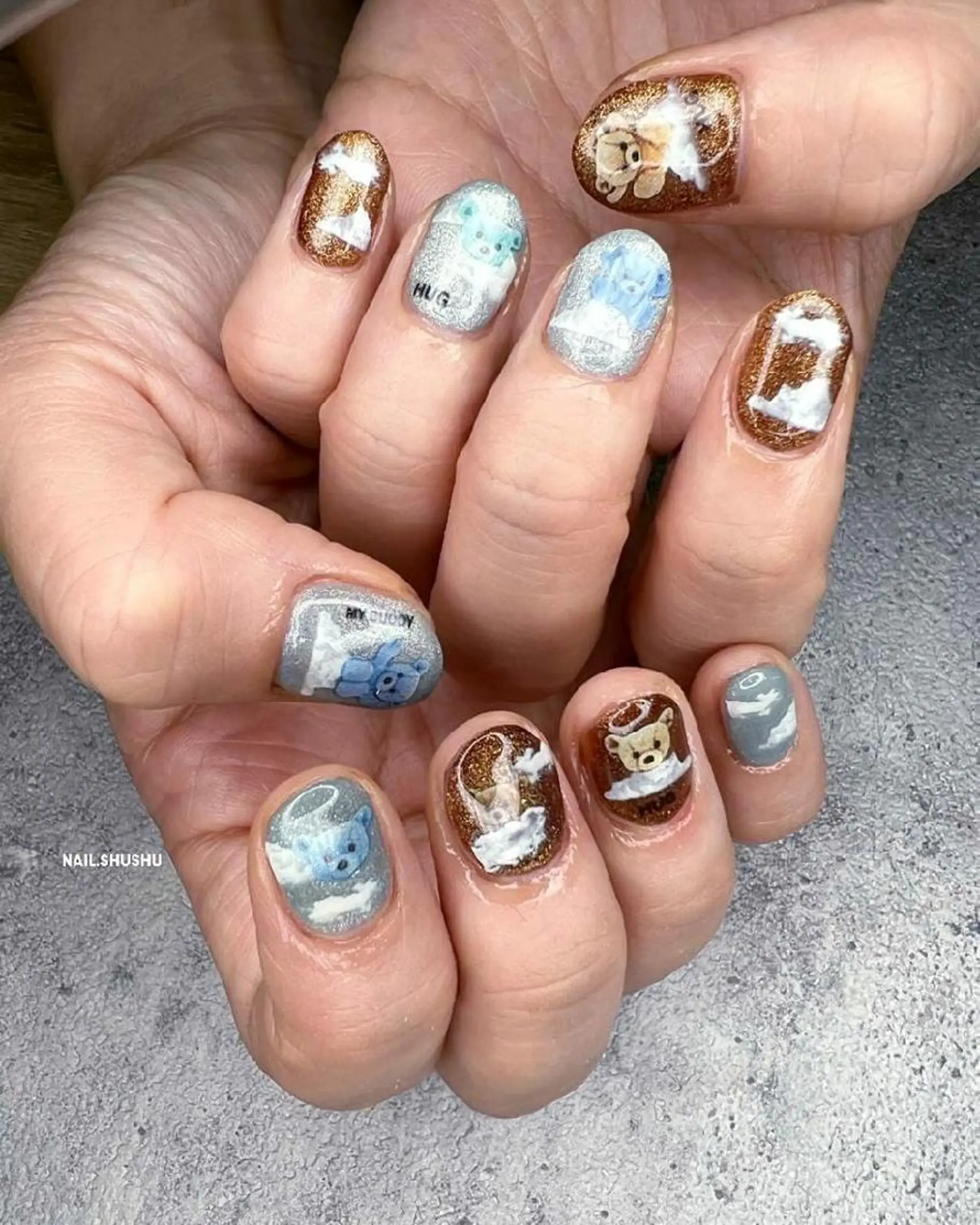 ネイル シンプルネイル 3dパーツ/流行り 👧shushu❤️のネイルデザイン