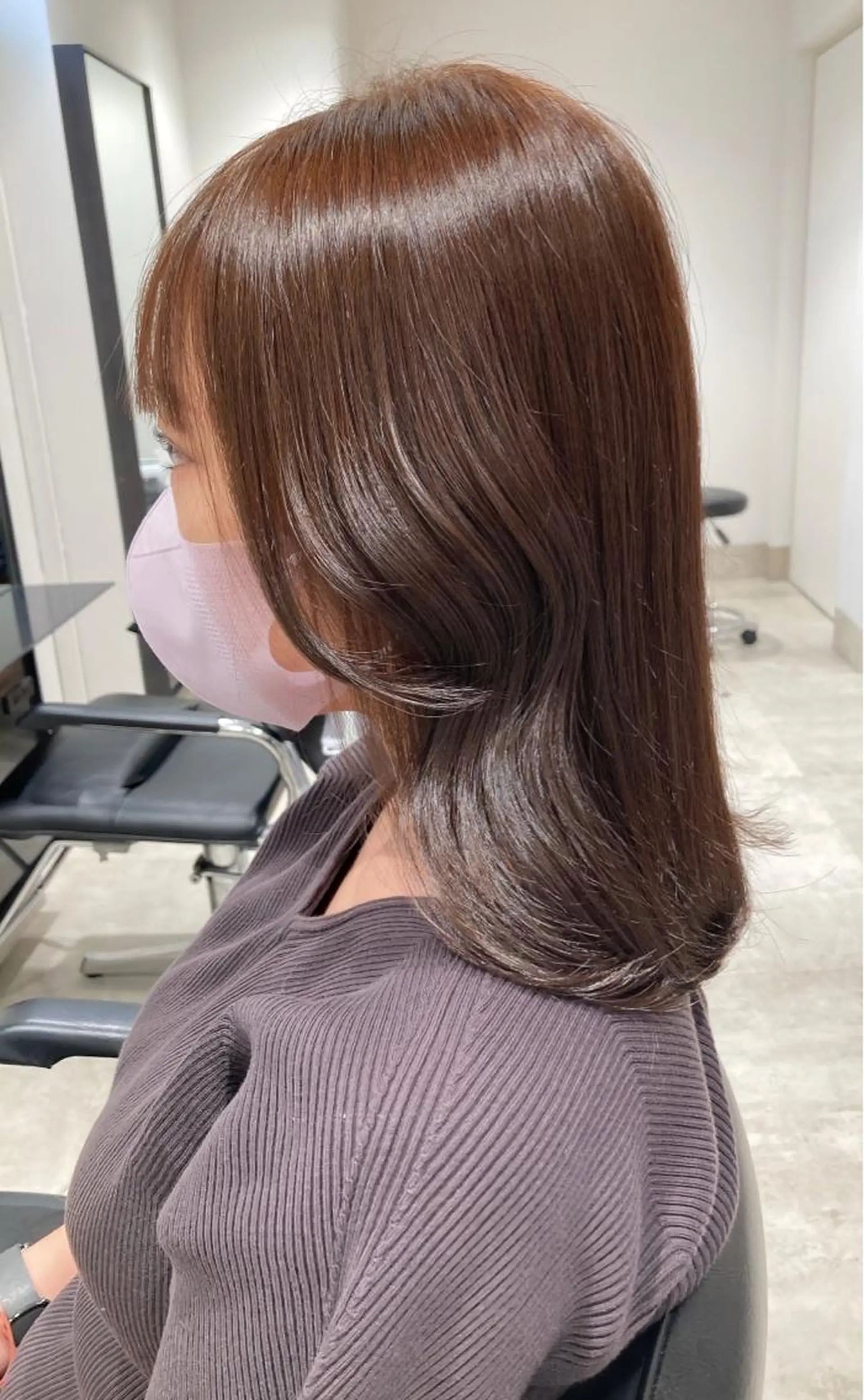 ミディアム カラー スキバサミを使わない カット🌼唯🌼のヘアスタイル