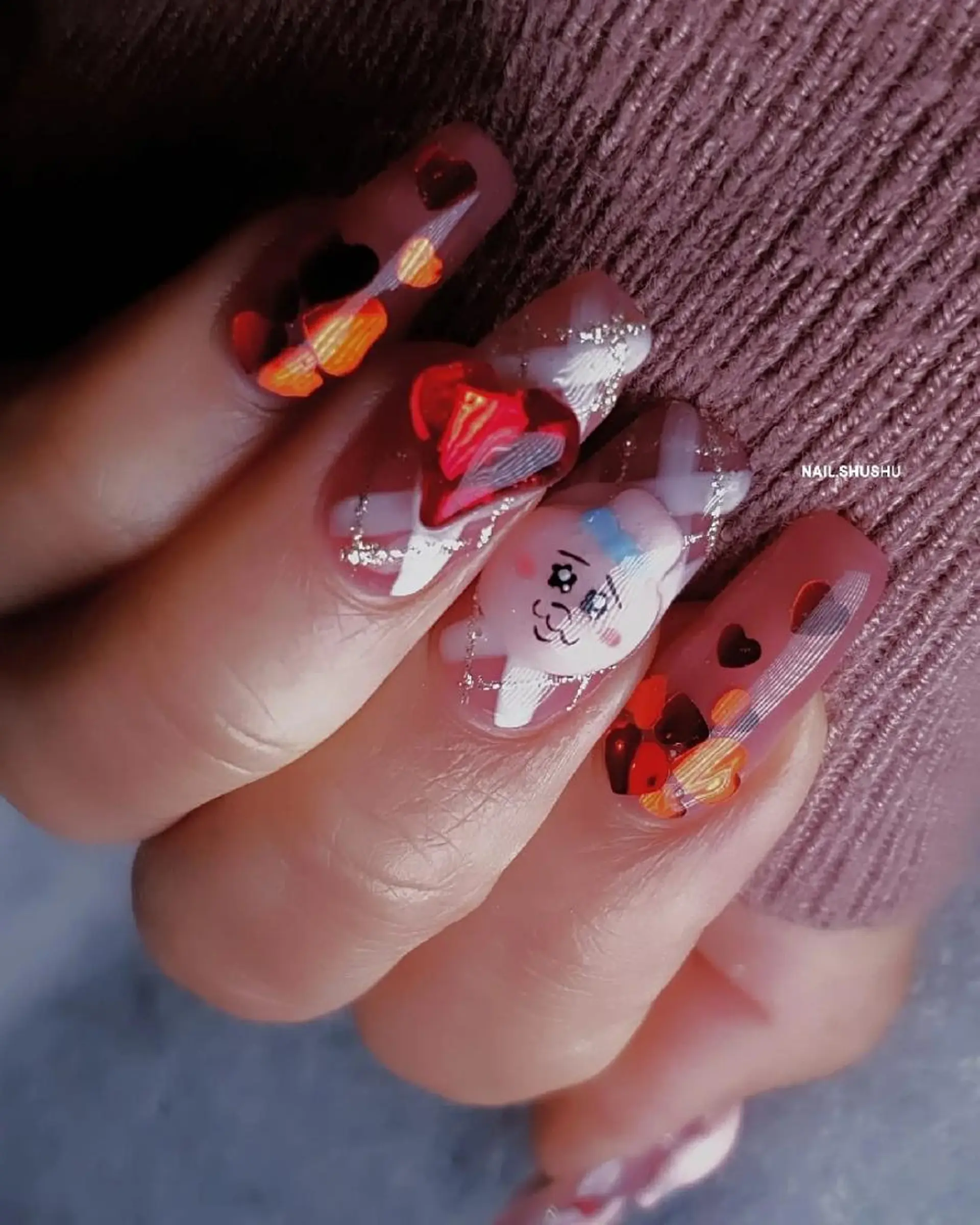 ネイル 持ち込み ニュアンスネイル シンプルネイル 冬ネイル 3dパーツ/流行り 👧shushu❤️のネイルデザイン