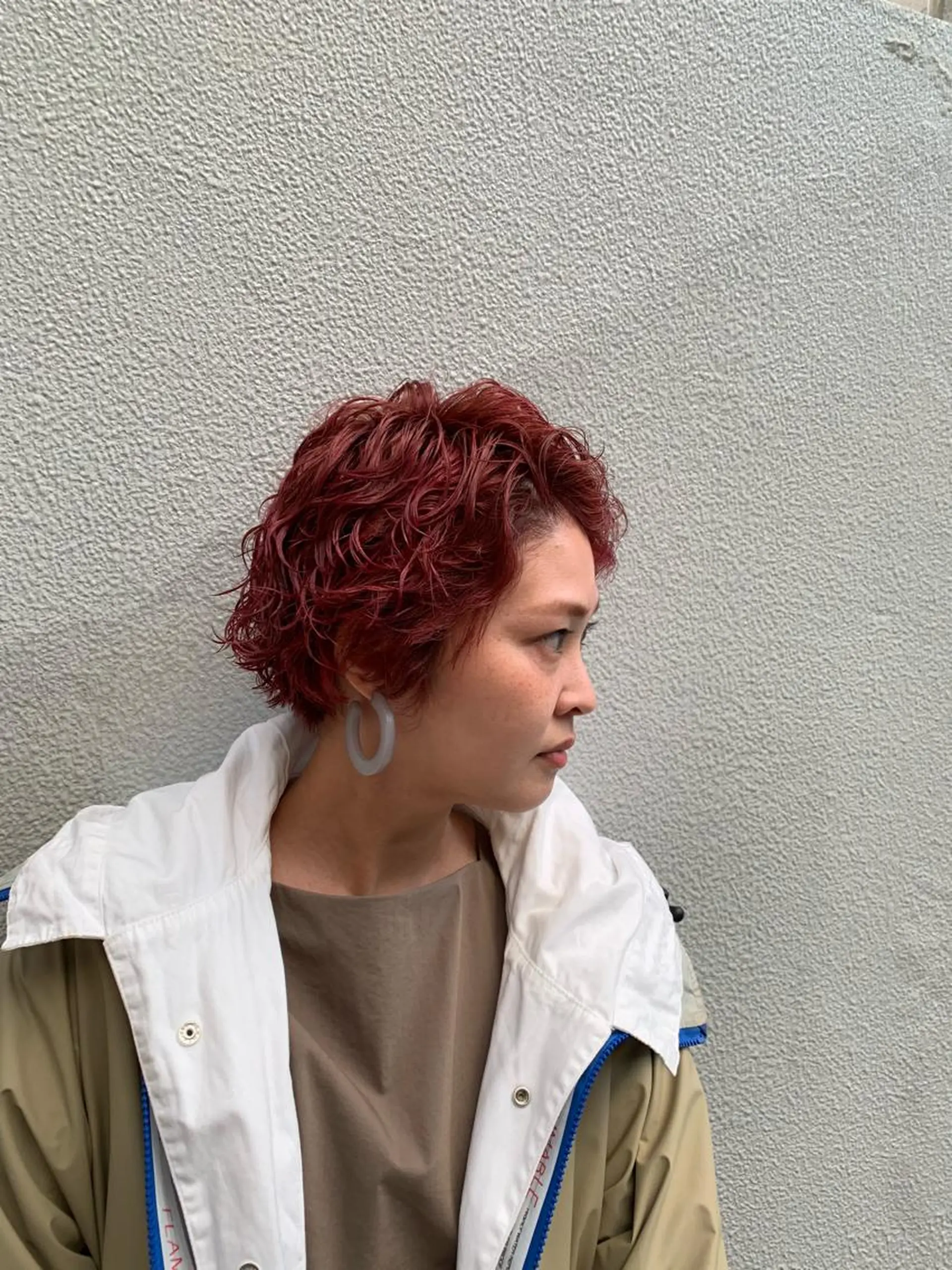 ショート カラー パーマ ピンクカラー 落合 優樹のヘアスタイル