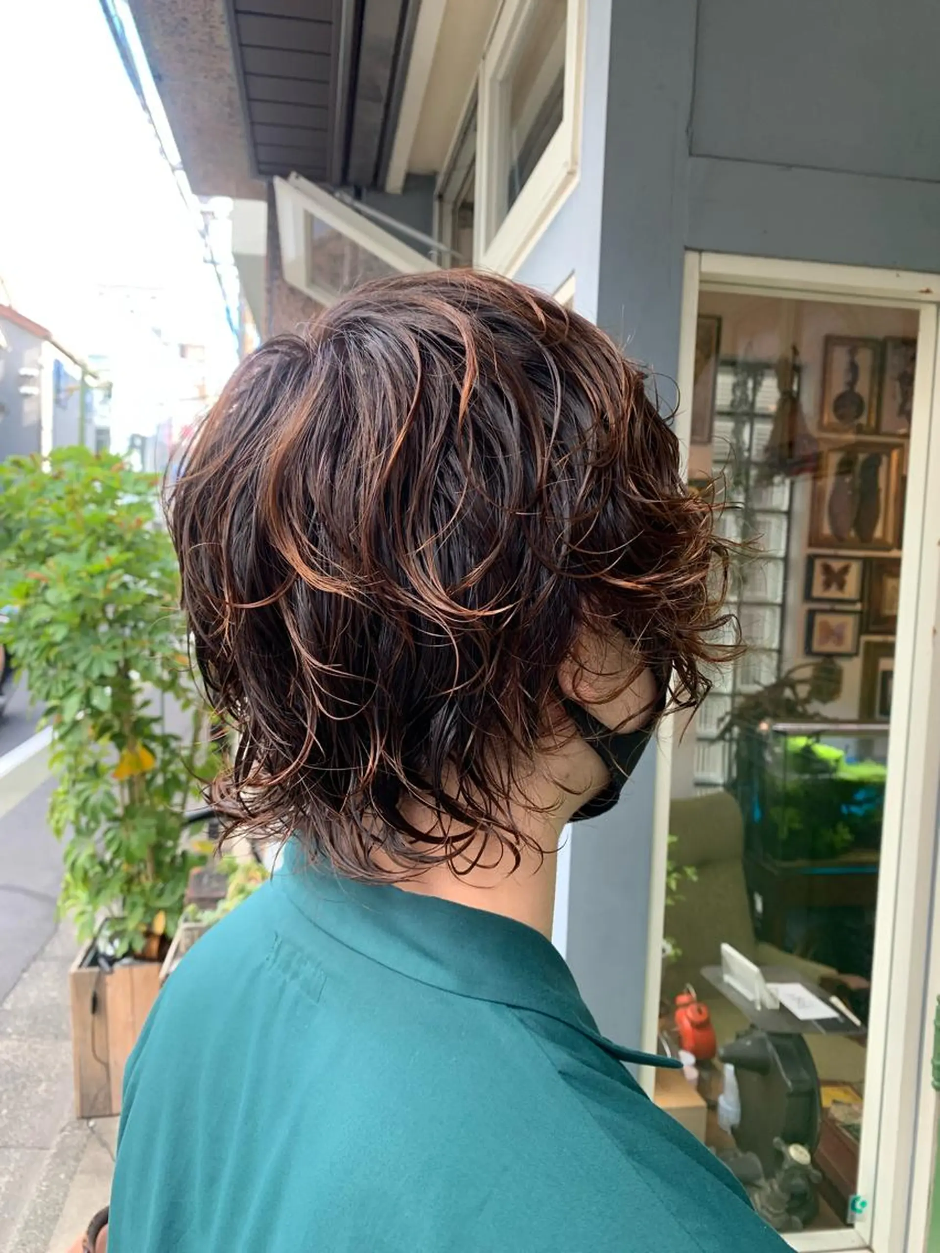 ミディアム パーマ ミディアムパーマ ウルフカット カット パーマ 清水千優/パーマ/透 明感カラー/メンズのヘアスタイル