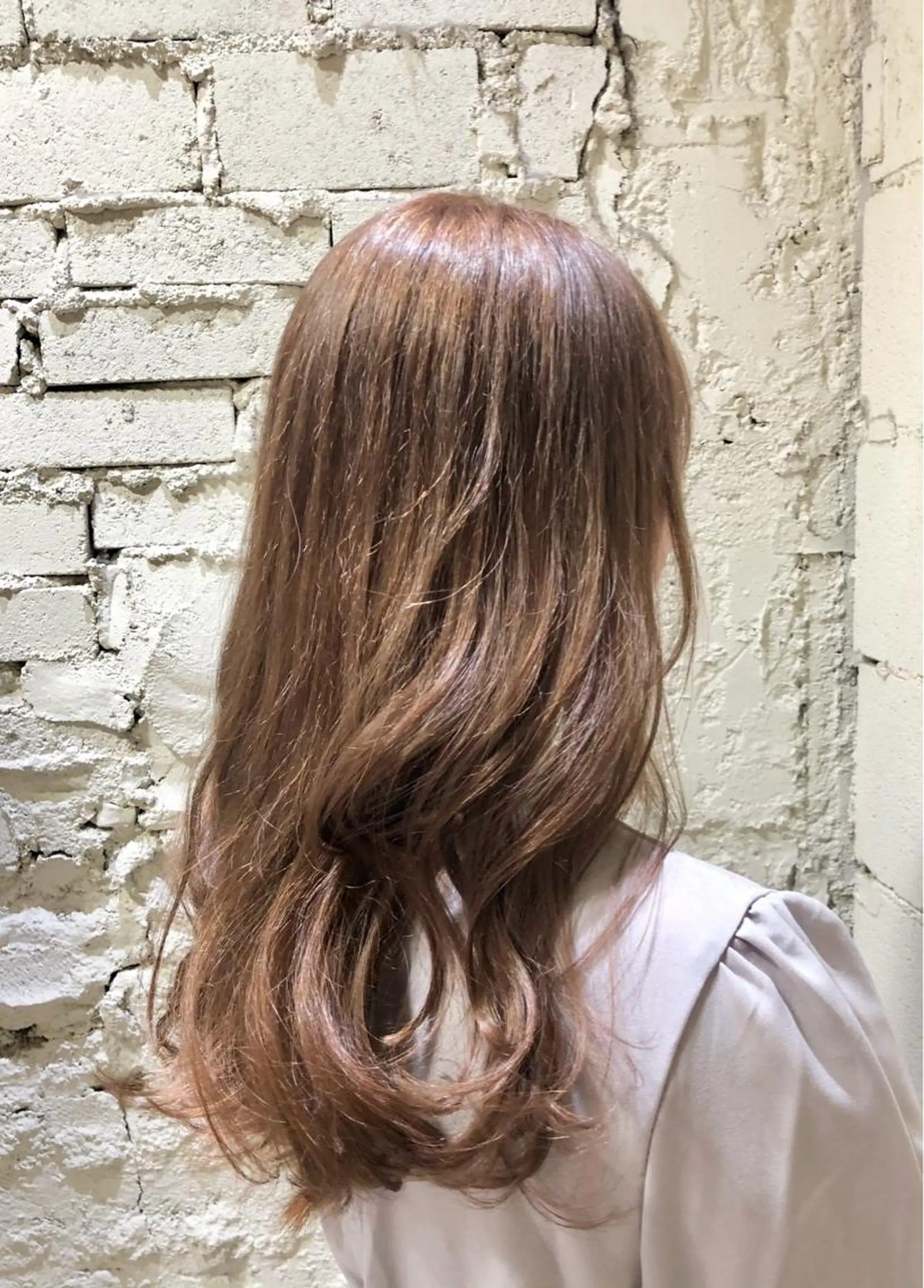 ロング カラー ブラウンカラー 興津/韓国レイヤー ダブルカラー美髪縮毛のヘアスタイル