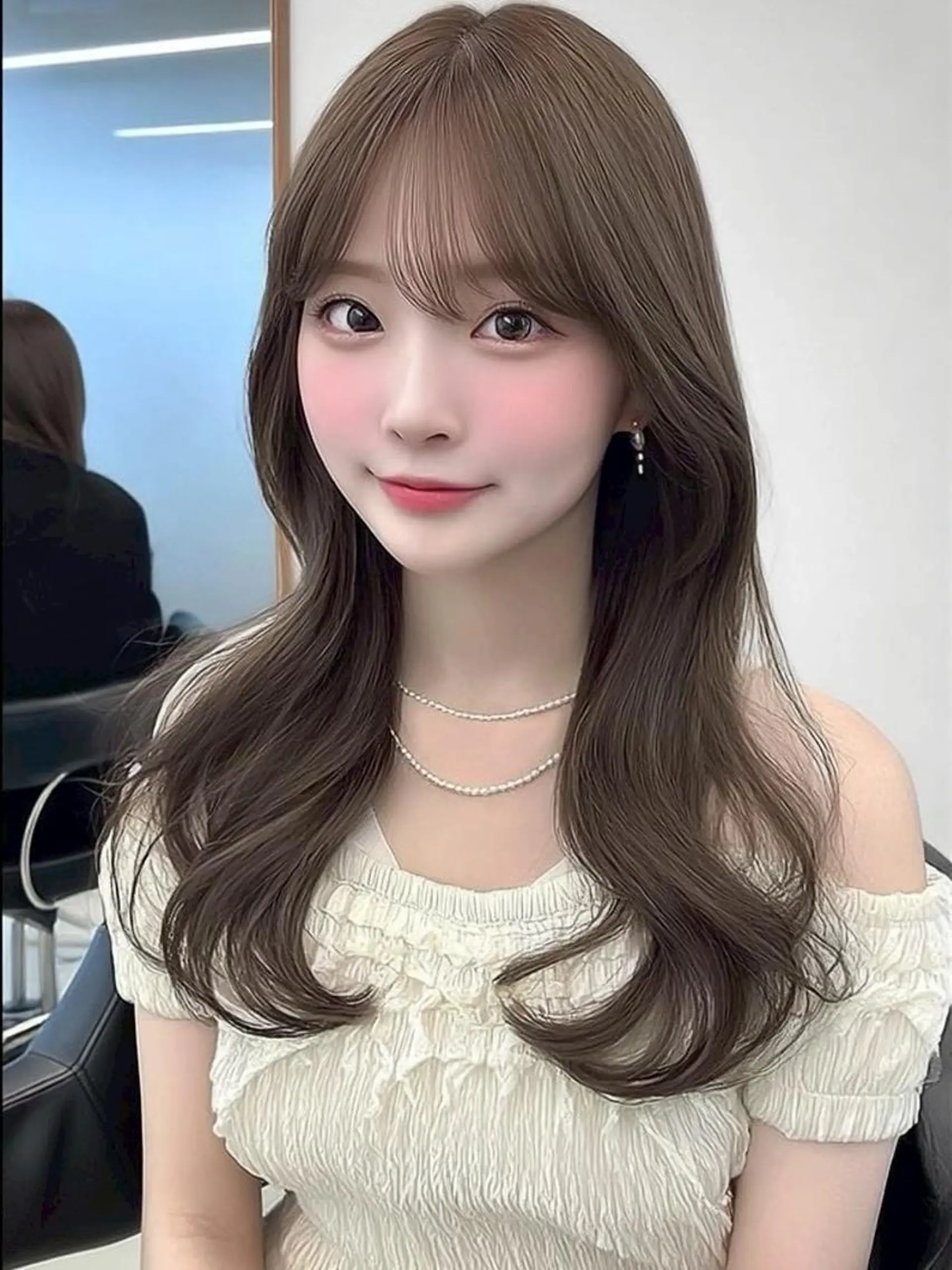 ロング ヘアアレンジ 髪質改善 韓国風ヘア レイヤーカット 似合わせカット シースルーバング カット ヘアカラー Ayumu /京都／西院のヘアスタイル