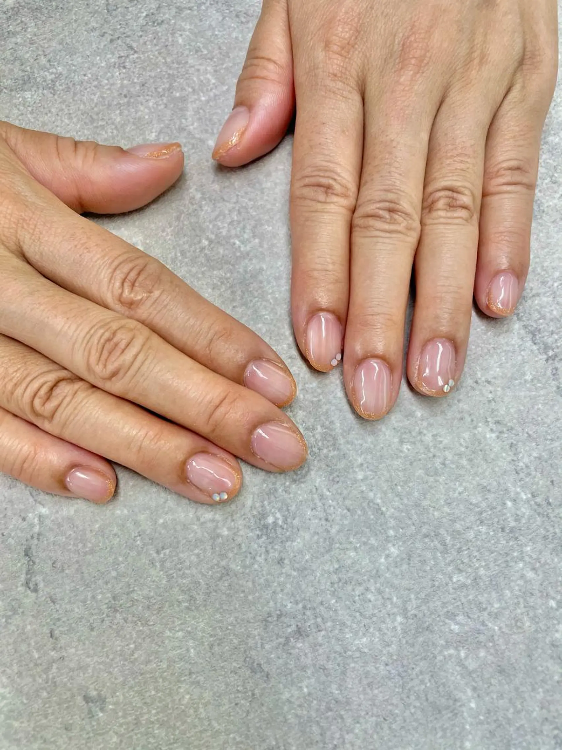 ネイル アートネイル フレンチネイル ジェルネイル ガラスフレンチ ゴールド ハンドネイル .N YUKIのネイルデザイン