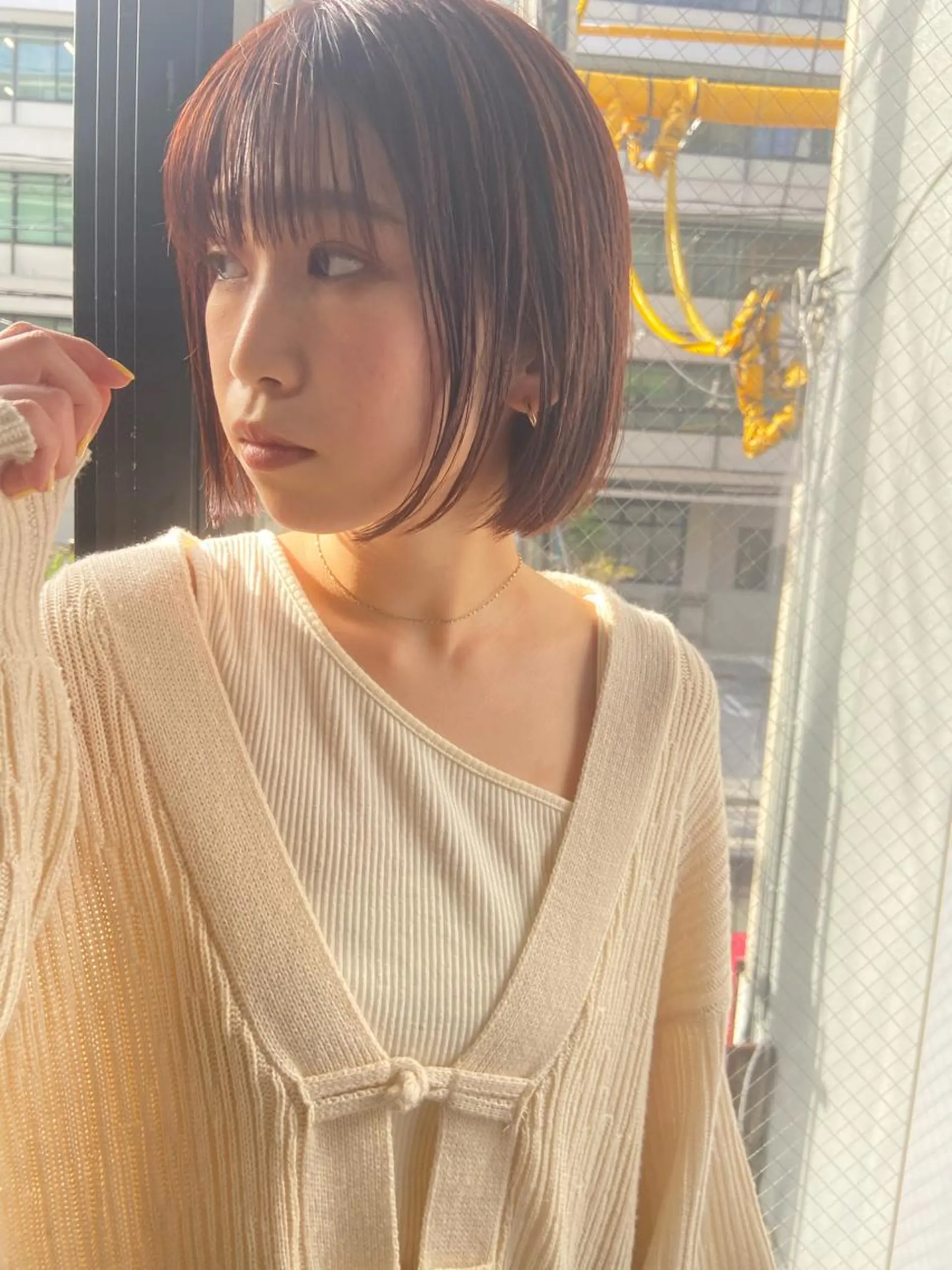 ショート カラー ブラウンカラー オレンジ オレンジブラウン カット ヘアカラー トリートメント Pia hair Design Yakuin所属・松尾太樹 【pia】福岡美容室のヘアスタイル