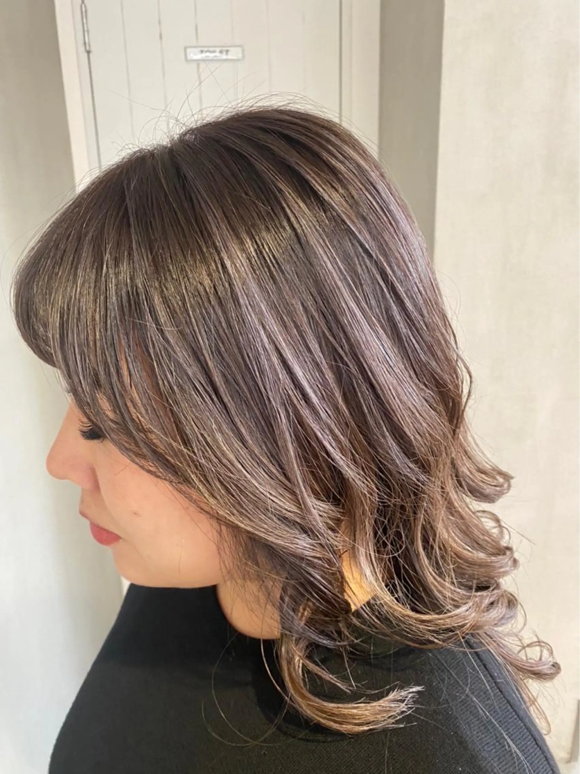 セミロング ハイライト カット ヘアカラー 阪神西宮★JUNO 川﨑温子のヘアスタイル