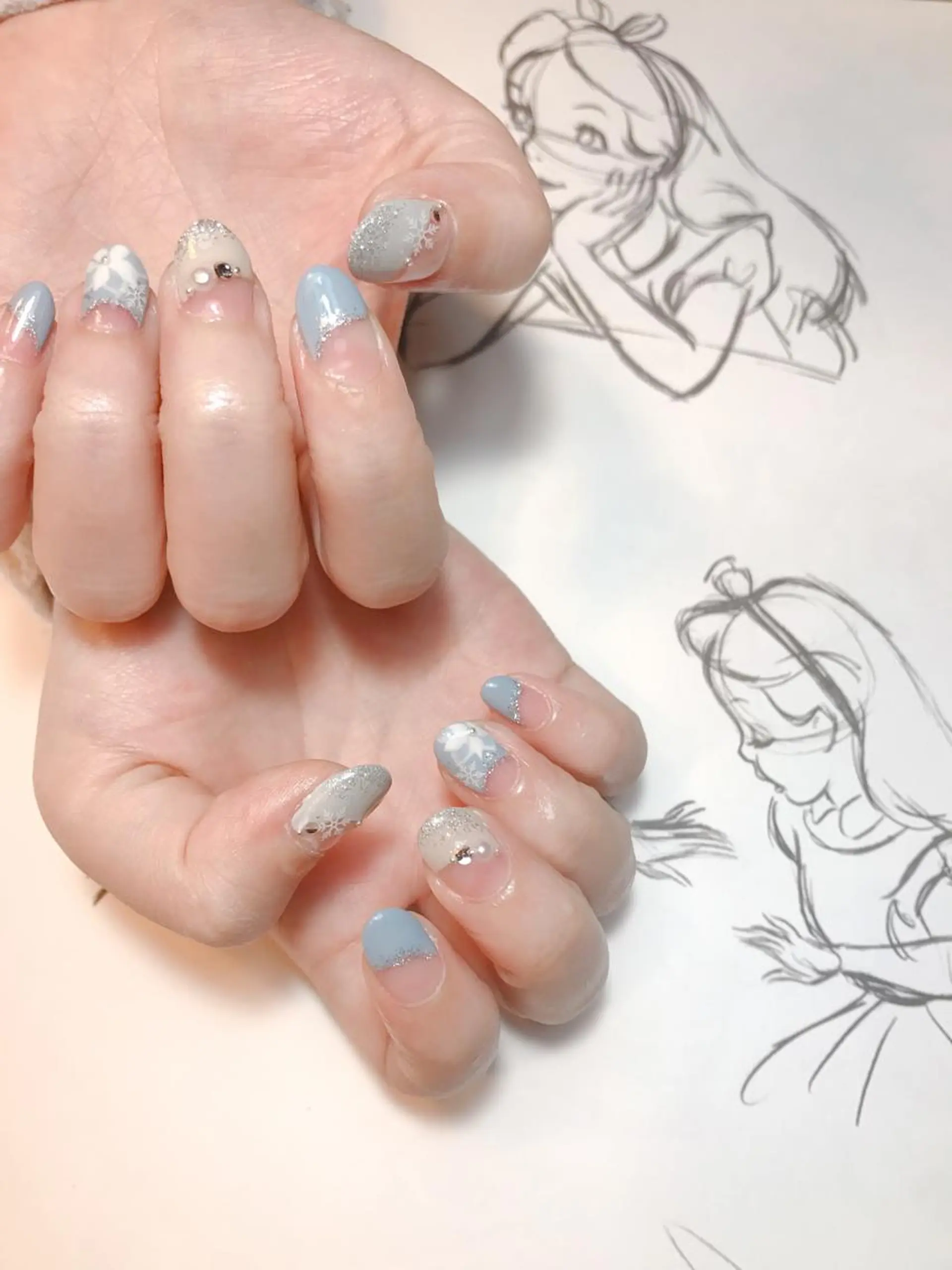 ネイル フレンチネイル 斜めフレンチ 逆フレンチ owlnail /持込みデザイン専門のネイルデザイン