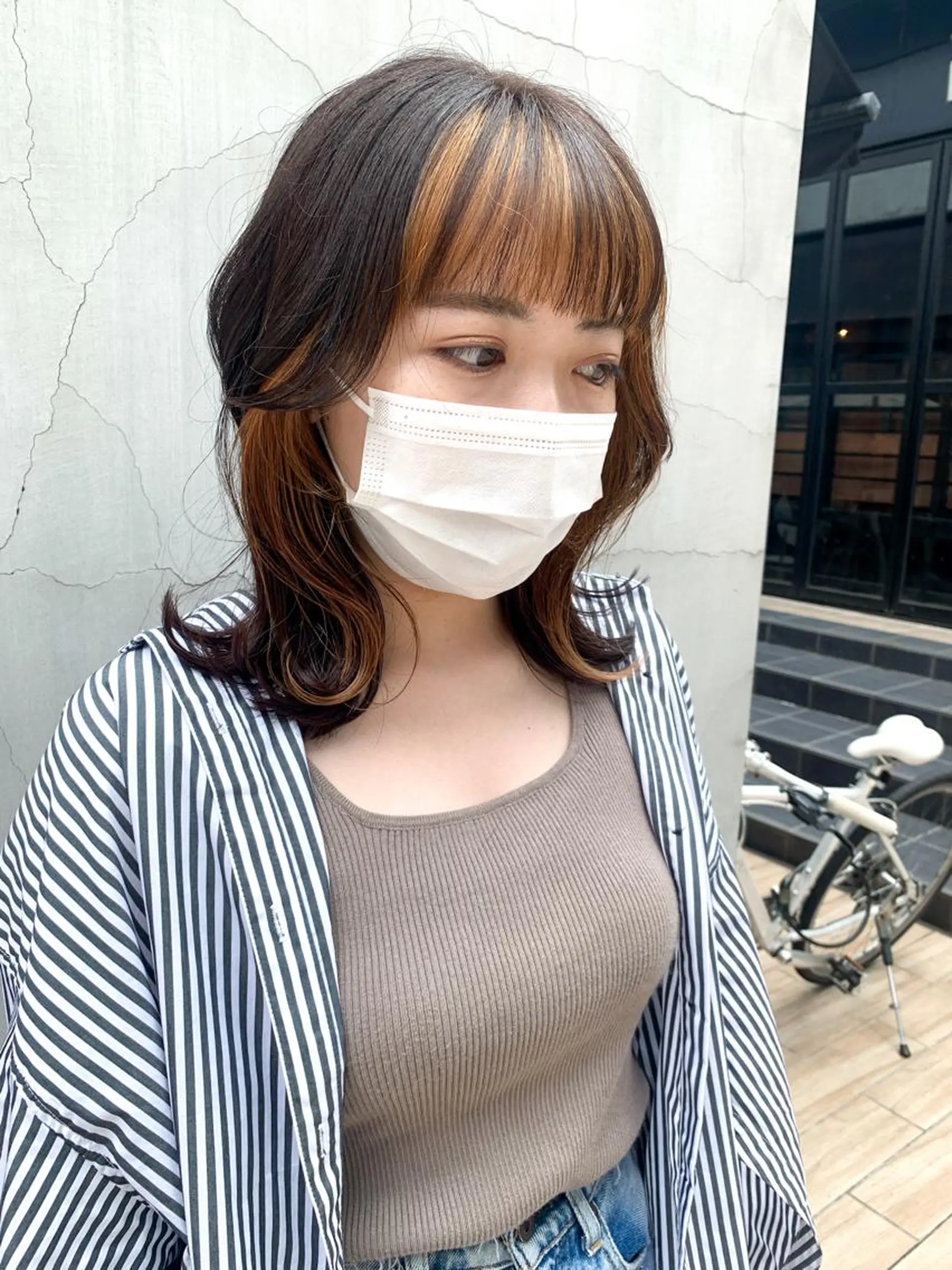 ミディアム カラー ヘアアレンジ カット ヘアカラー トリートメント yuka .のヘアスタイル