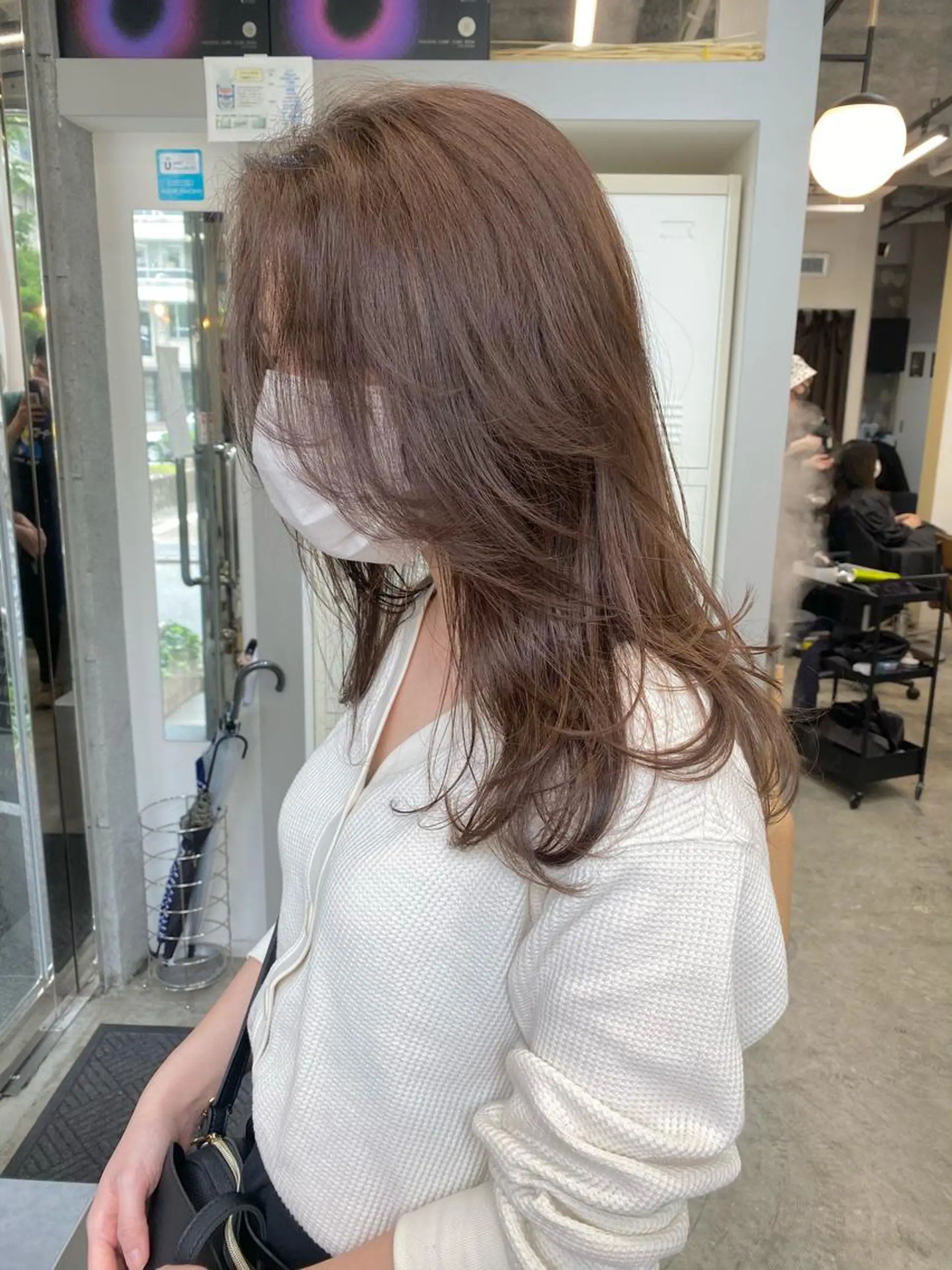 セミロング カラー ベージュカラー 顔まわりレイヤー レイヤーカット カット ヘアカラー トリートメント パーマ/ケアブリーチ /博多/YOSUKEのヘアスタイル