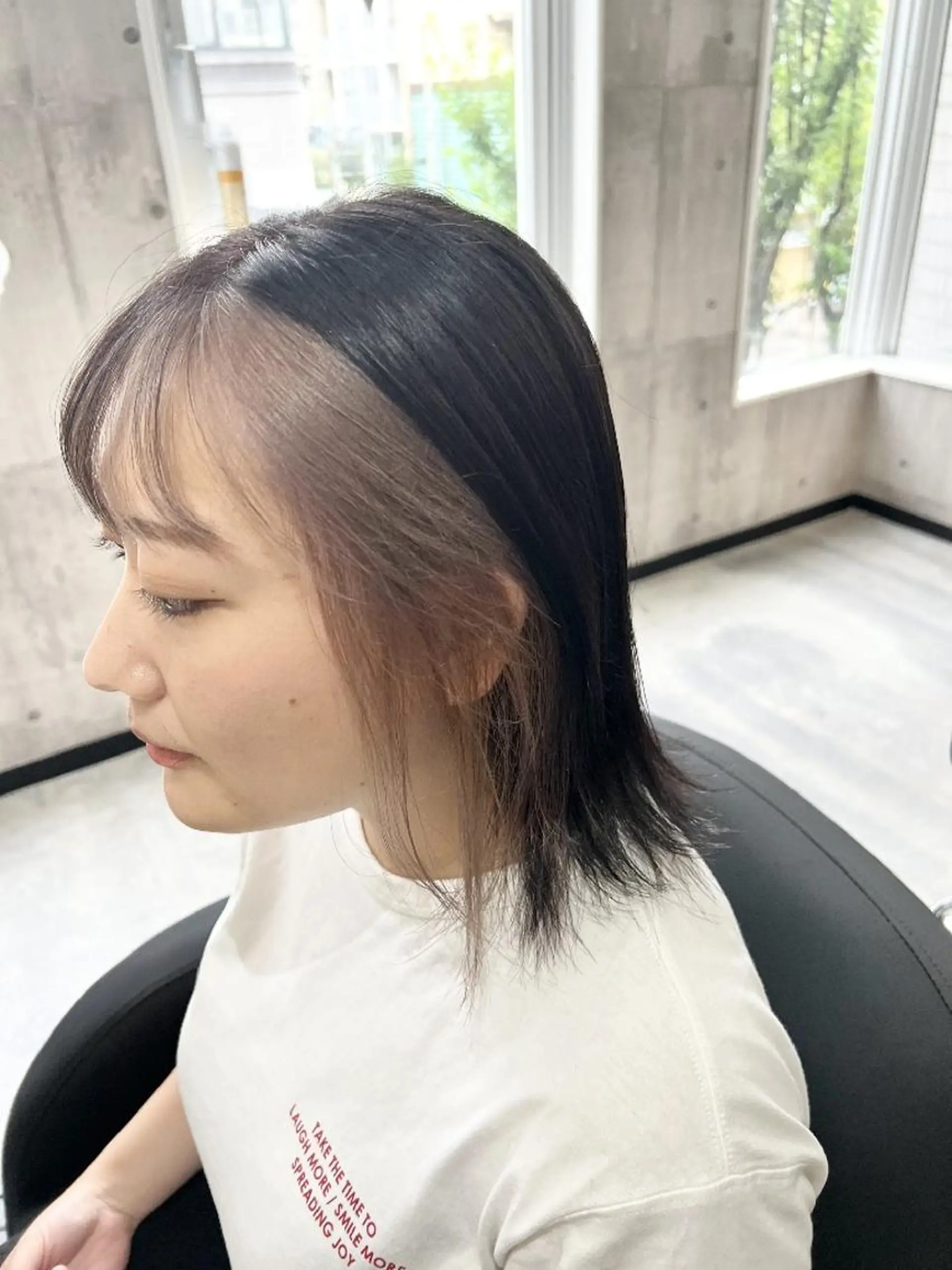 ミディアム ヘアカラー サニーサイド大名 ダブルカラー髪質改善のヘアスタイル