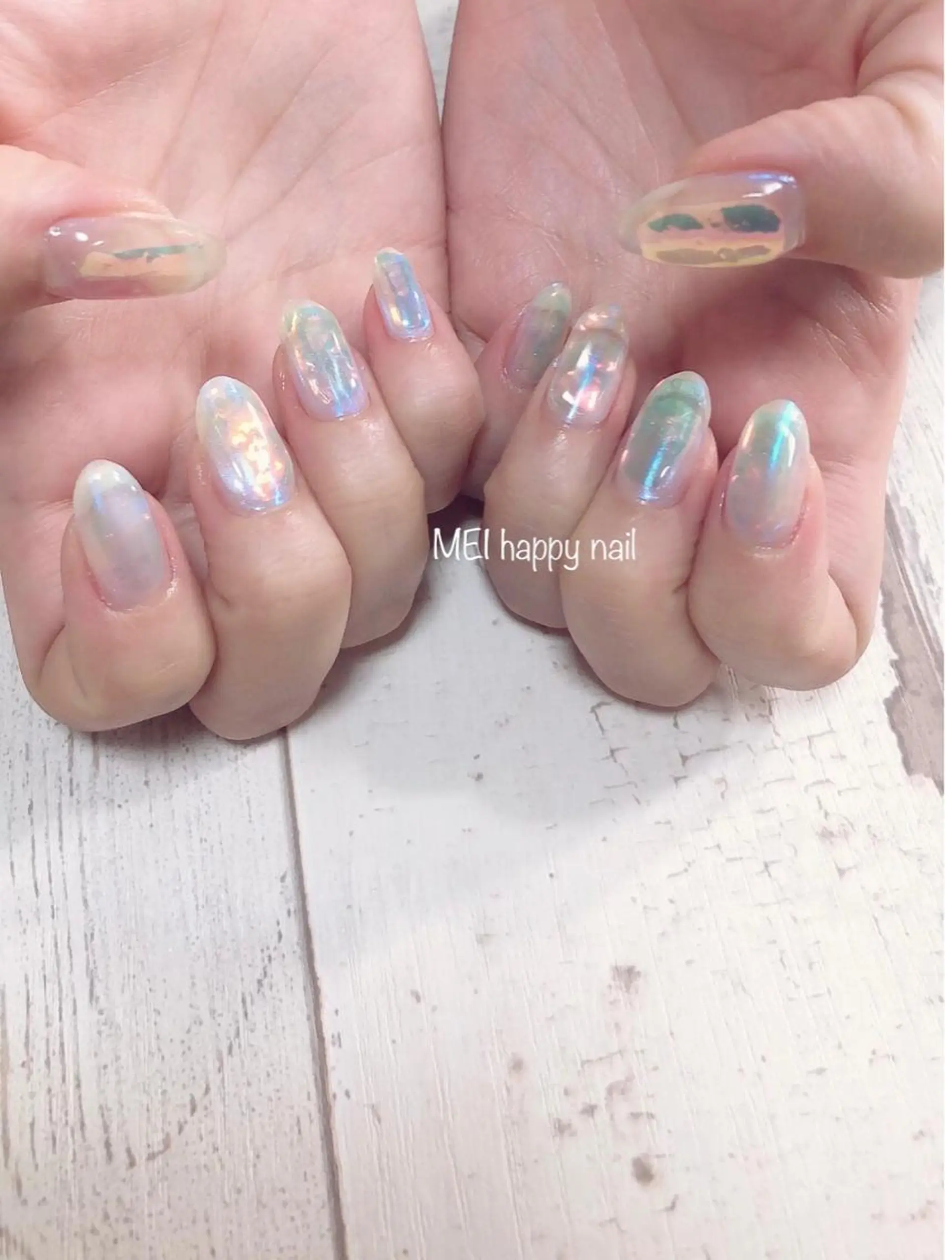 ネイル オーロラネイル ジェルネイル 氷ネイル・うるうるネイル 韓国ネイル マットネイル 北浦和 自爪育成ケアのネイルデザイン