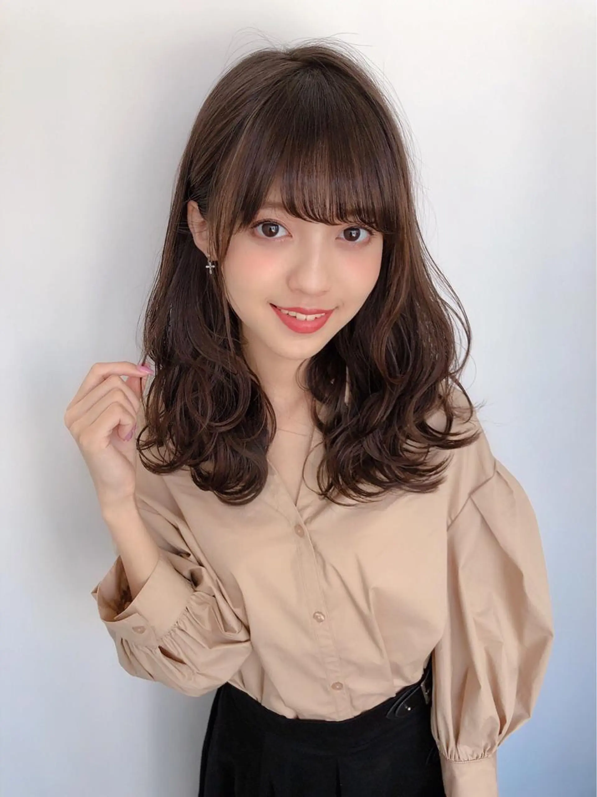 ミディアム カラー ヘアアレンジ 顔周りカット/髪質改 善/新宿/畑中稔里のヘアスタイル