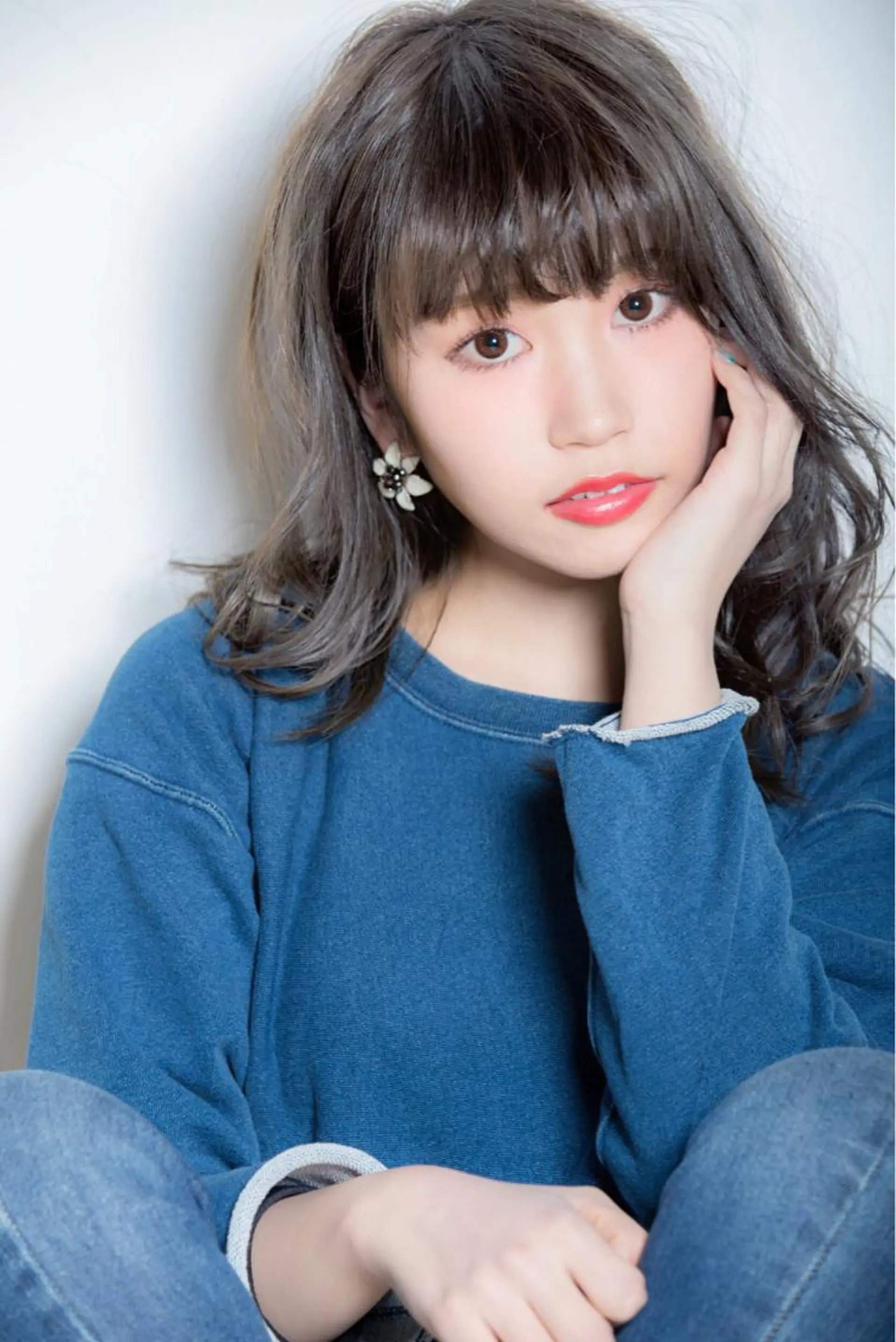 ミディアム カラー パーマ グレージュ インナーエクステ渋谷 🦋KAJIのヘアスタイル